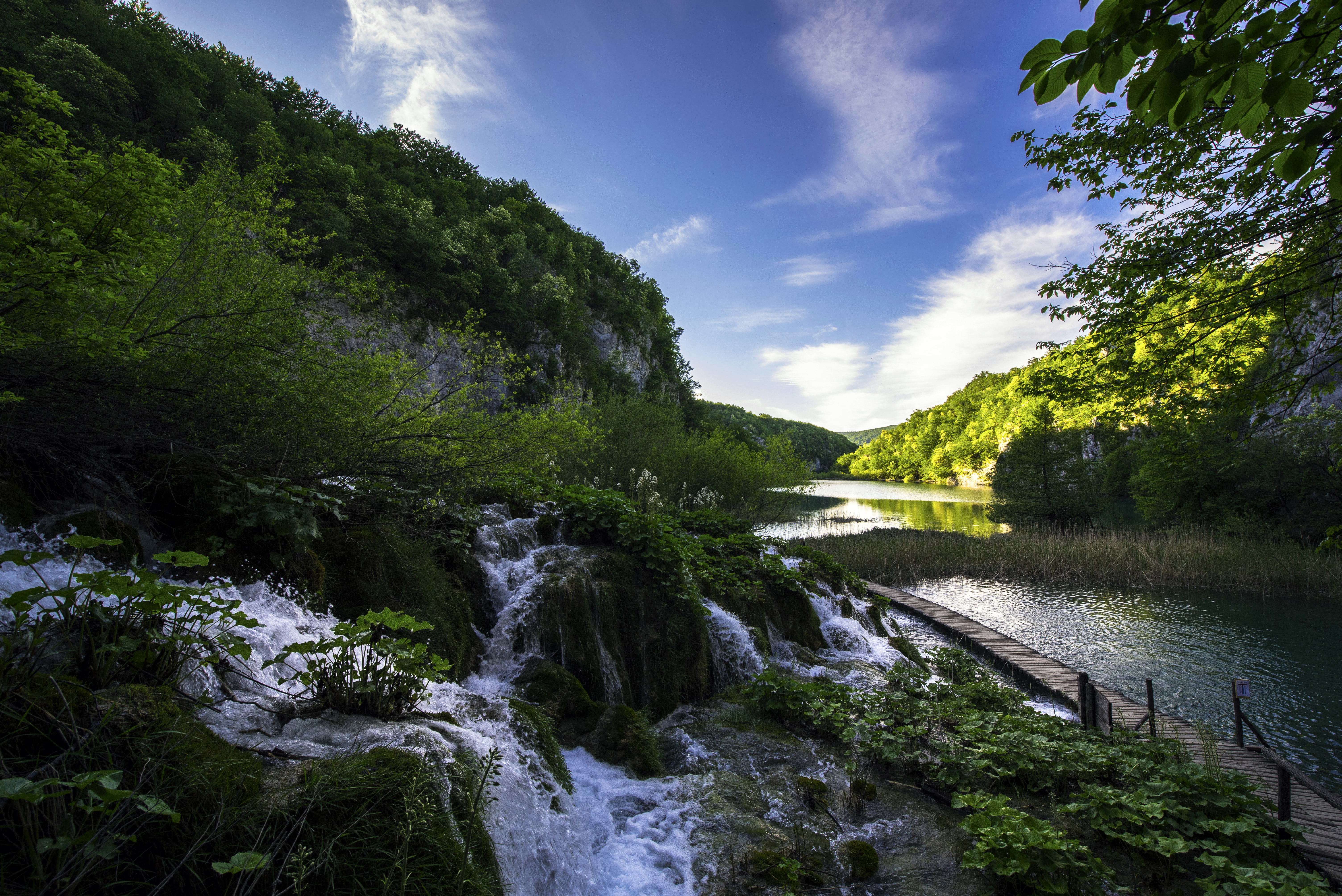 lake, stream, Croatia, 5K, Plitvice Lakes National Park, HD Wallpaper