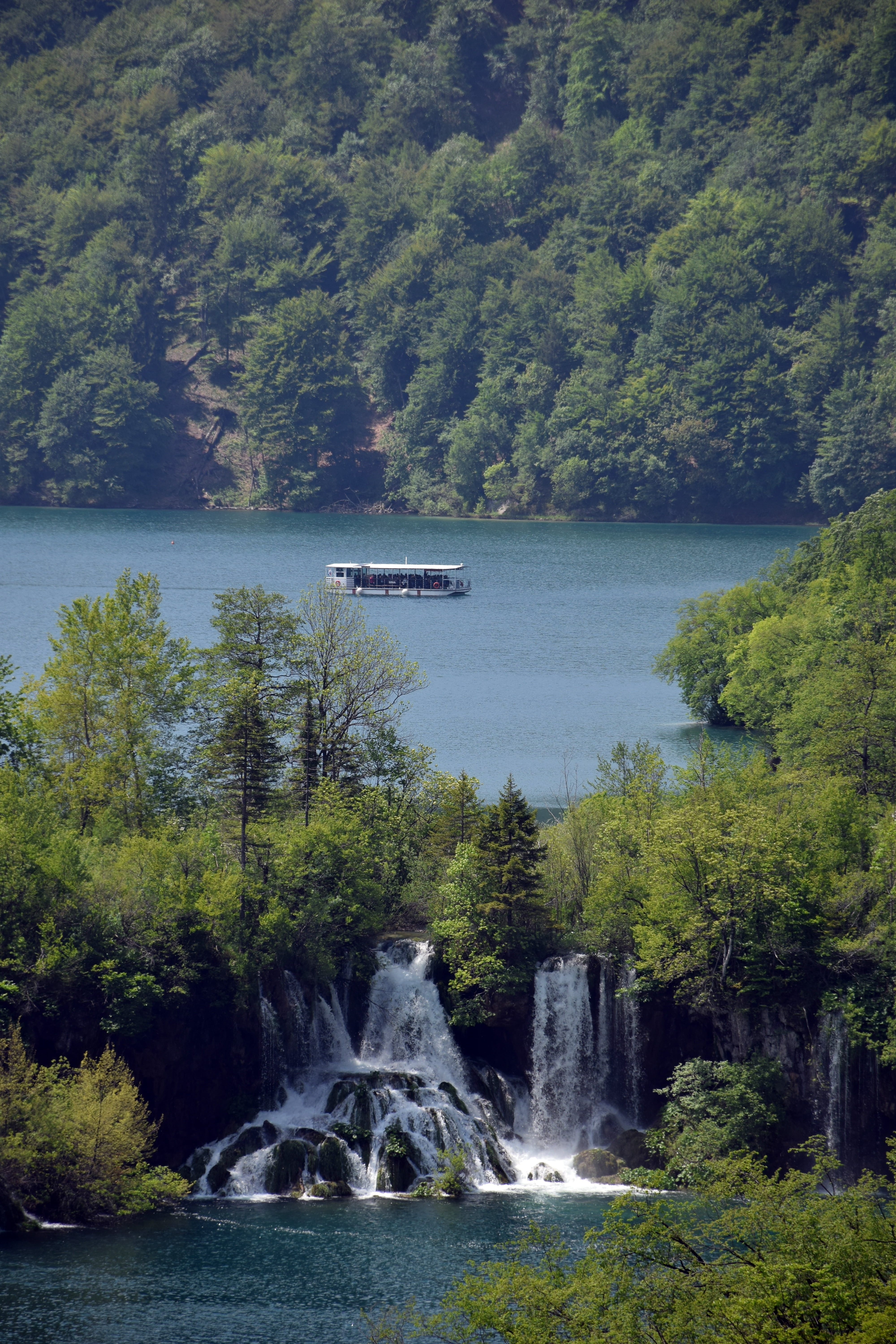 landscape, plant, land, green color, flowing water, waterfall, forest, 5K, tree, nature, summer, tranquility, motion, plitvice national park, power in nature, Phone HD Wallpaper