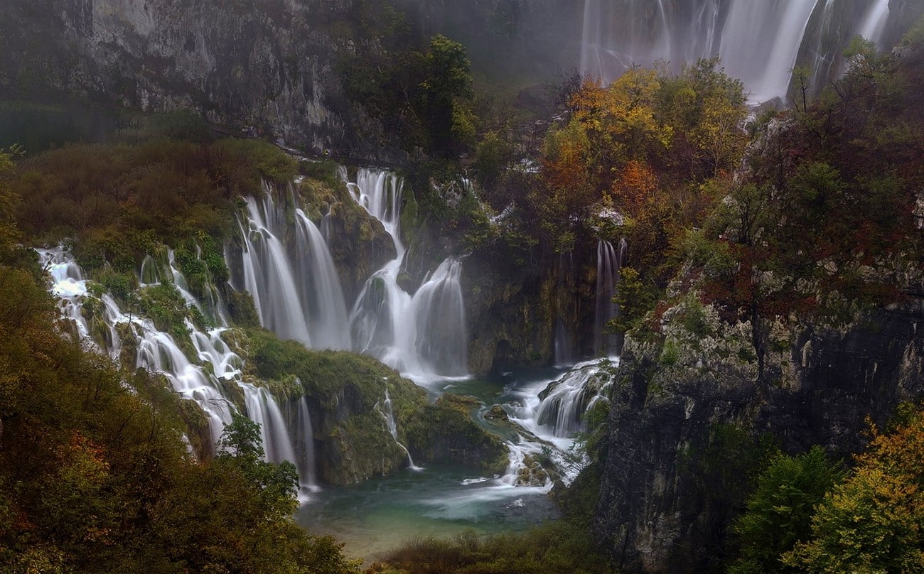 720P, Plitvice National Park, waterfall, nature, mountains, forest, fall, Croatia, trees, landscape, photography, HD Wallpaper