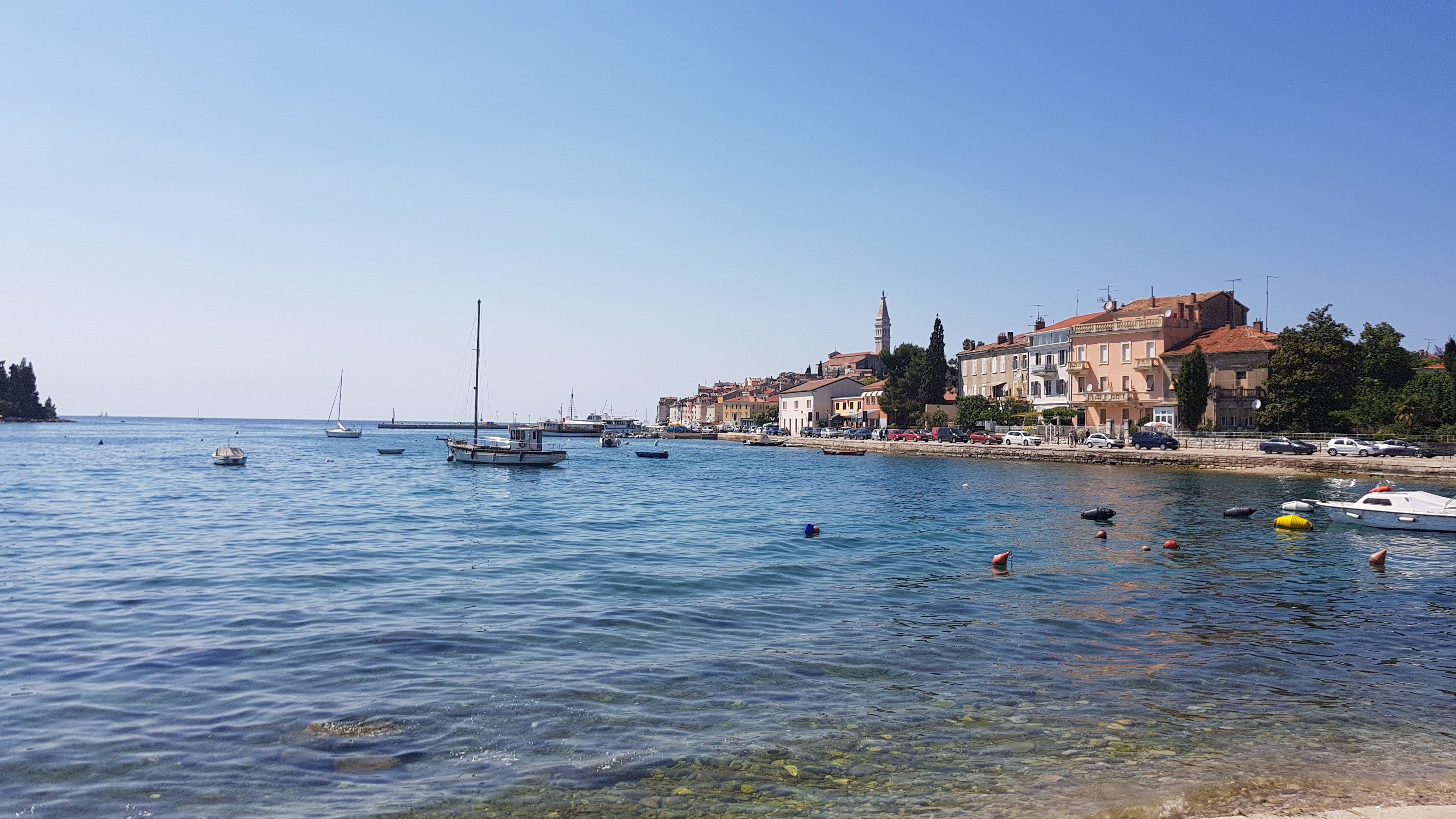 no people, day, clear sky, transportation, rovinji, blue, building exterior, rovigno, built structure, water, city, sea, rovinj, outdoors, travel destinations, HD Wallpaper