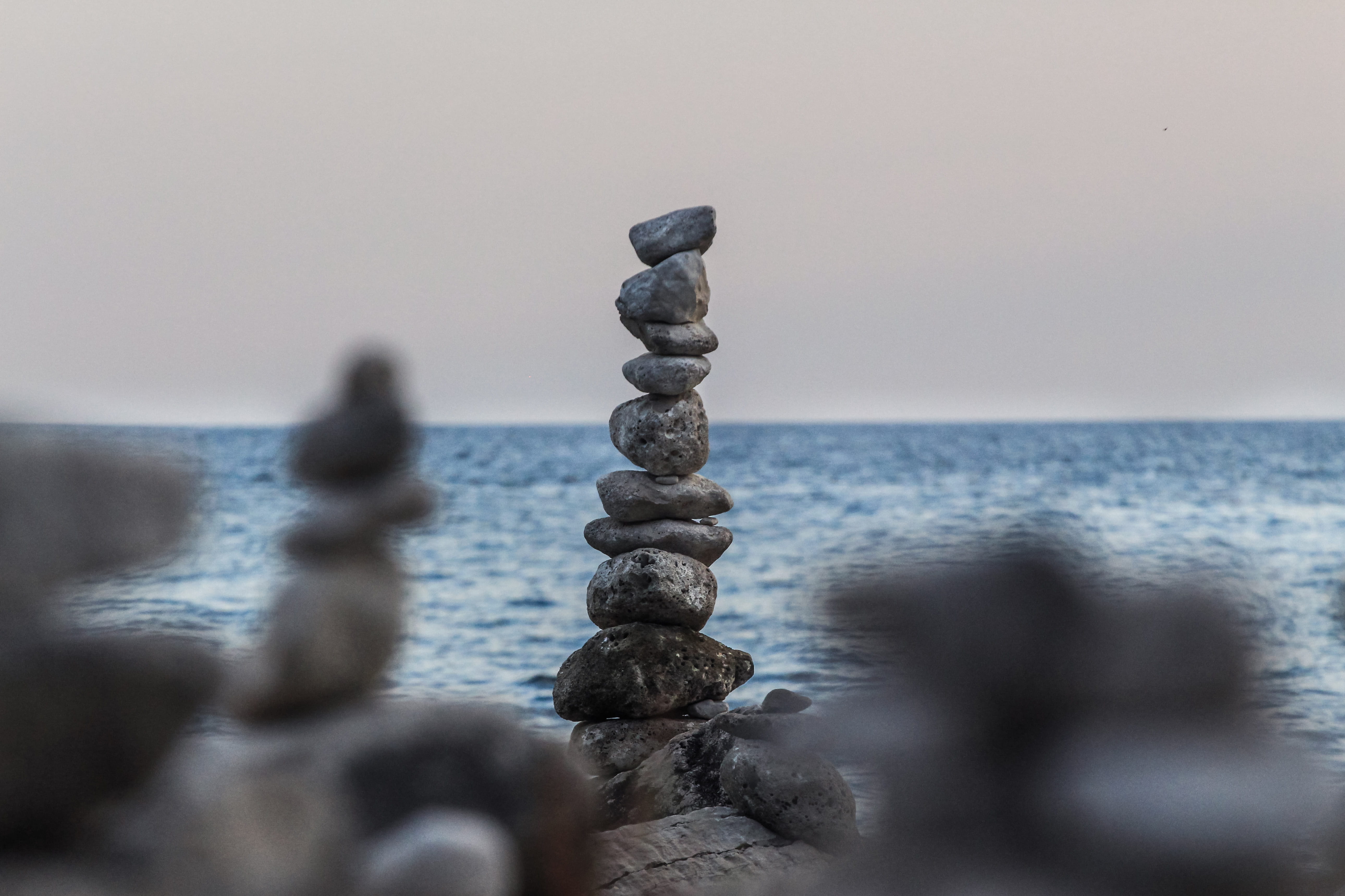 pile, pebble, stone - object, near, croatia, tranquility, tranquil scene, nature, coast, 5K, sculpture, zen-like, land, body, balance, balancing, beach, HD Wallpaper