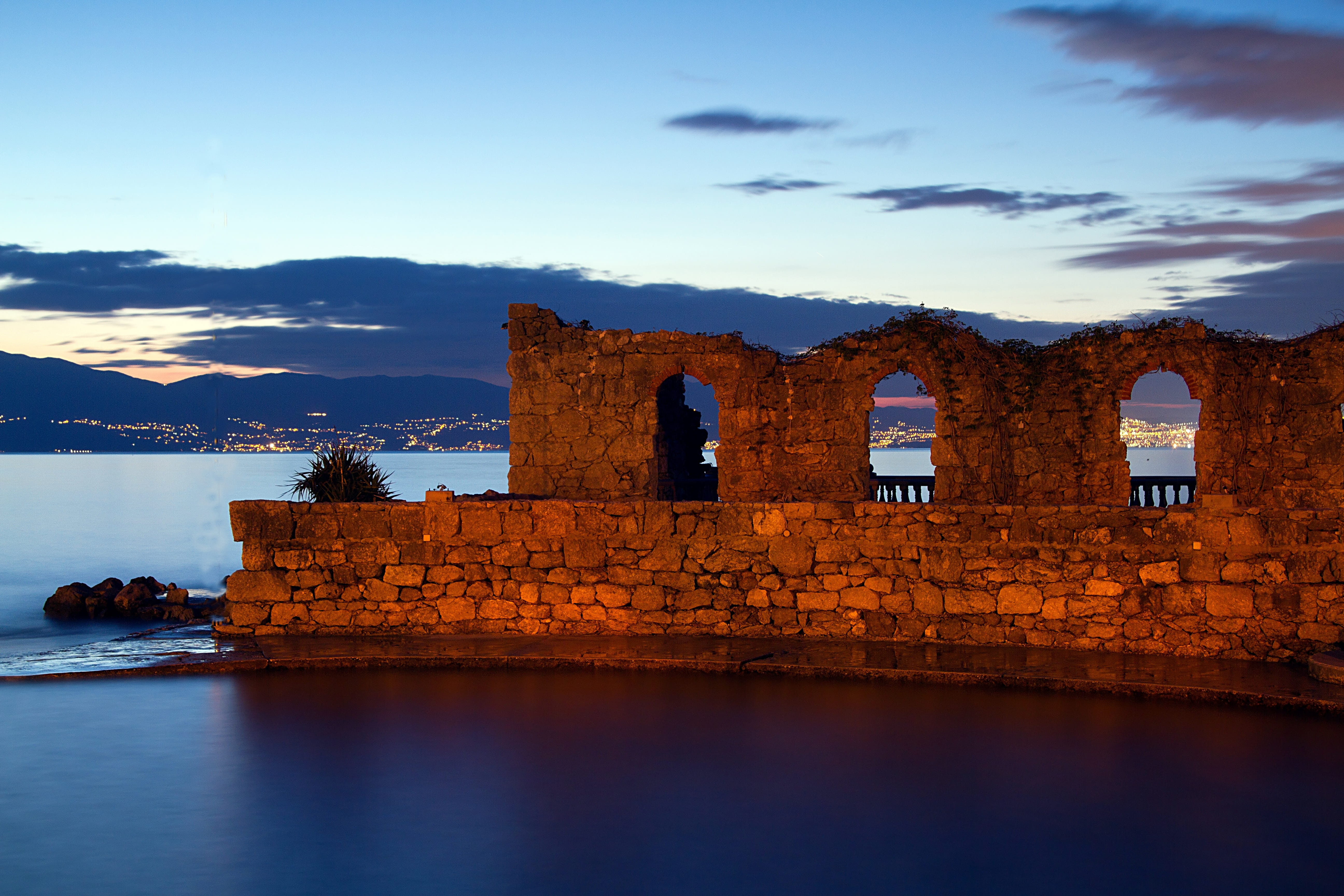 ancient, dusk, fort, istria, history, Island, architecture, ancient civilization, 5K, sea, ruined, water, nature, no people, waterfront, sky, building, HD Wallpaper
