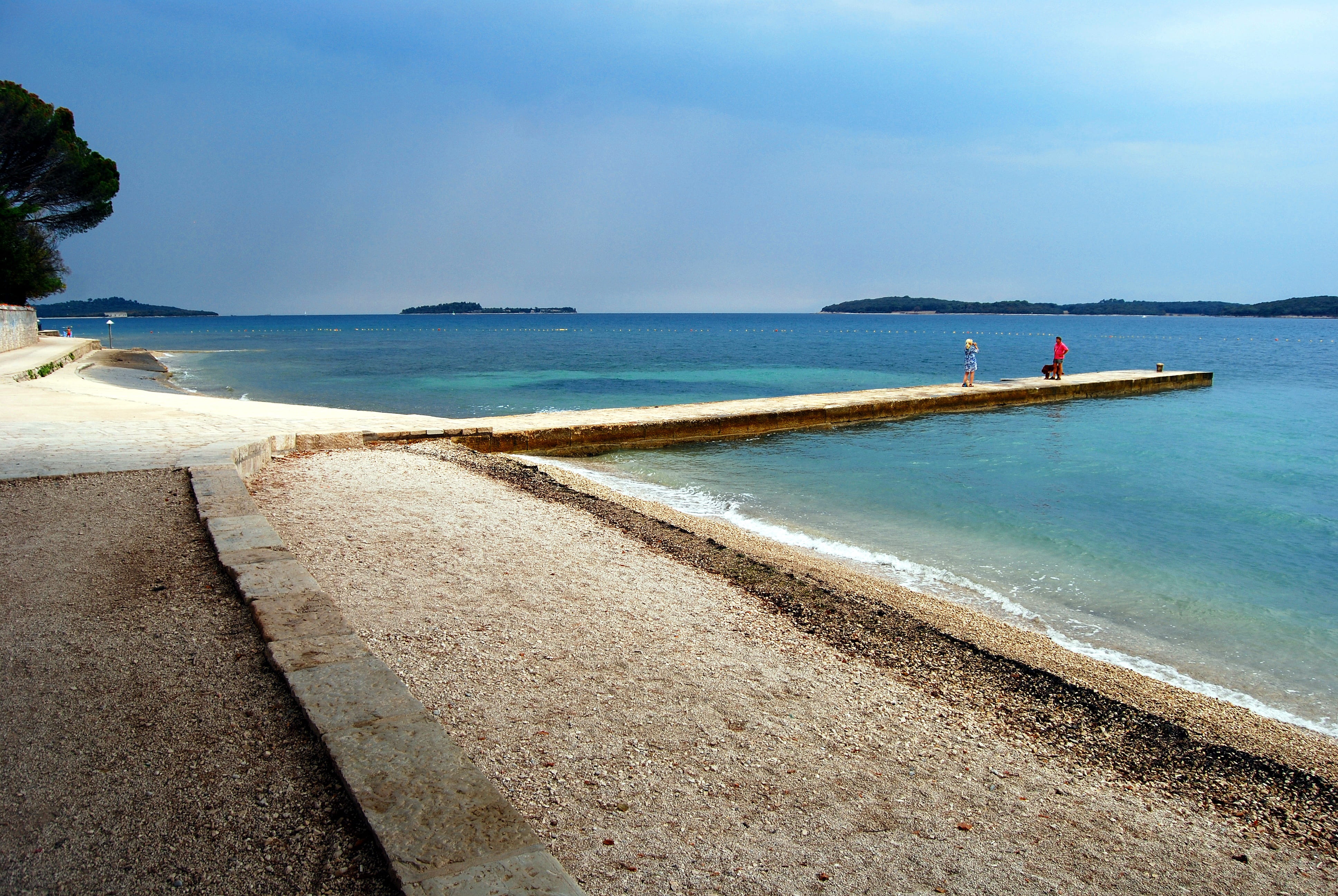 sea, sky, coastline, Beach, the sun, horizon, Turquoise, nature, summer, man, horizon over water, Fazana, beauty in nature, sand, Sea, land, croatia, travel destinations, HD Wallpaper