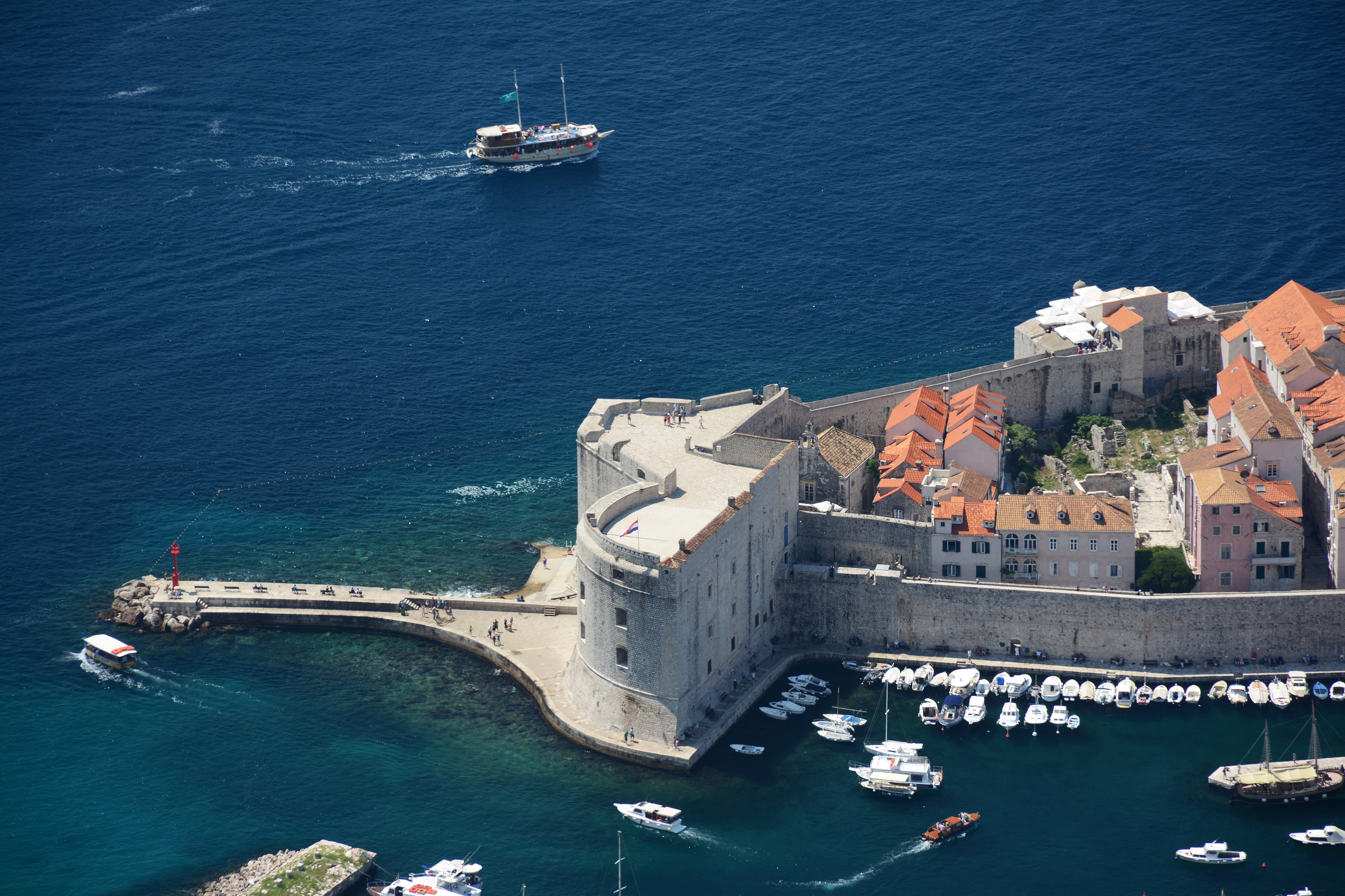 5K, port, mode of transportation, summer, built structure, nature, high angle view, harbor, luxury, architecture, transportation, sea, wall, building exterior, HD Wallpaper