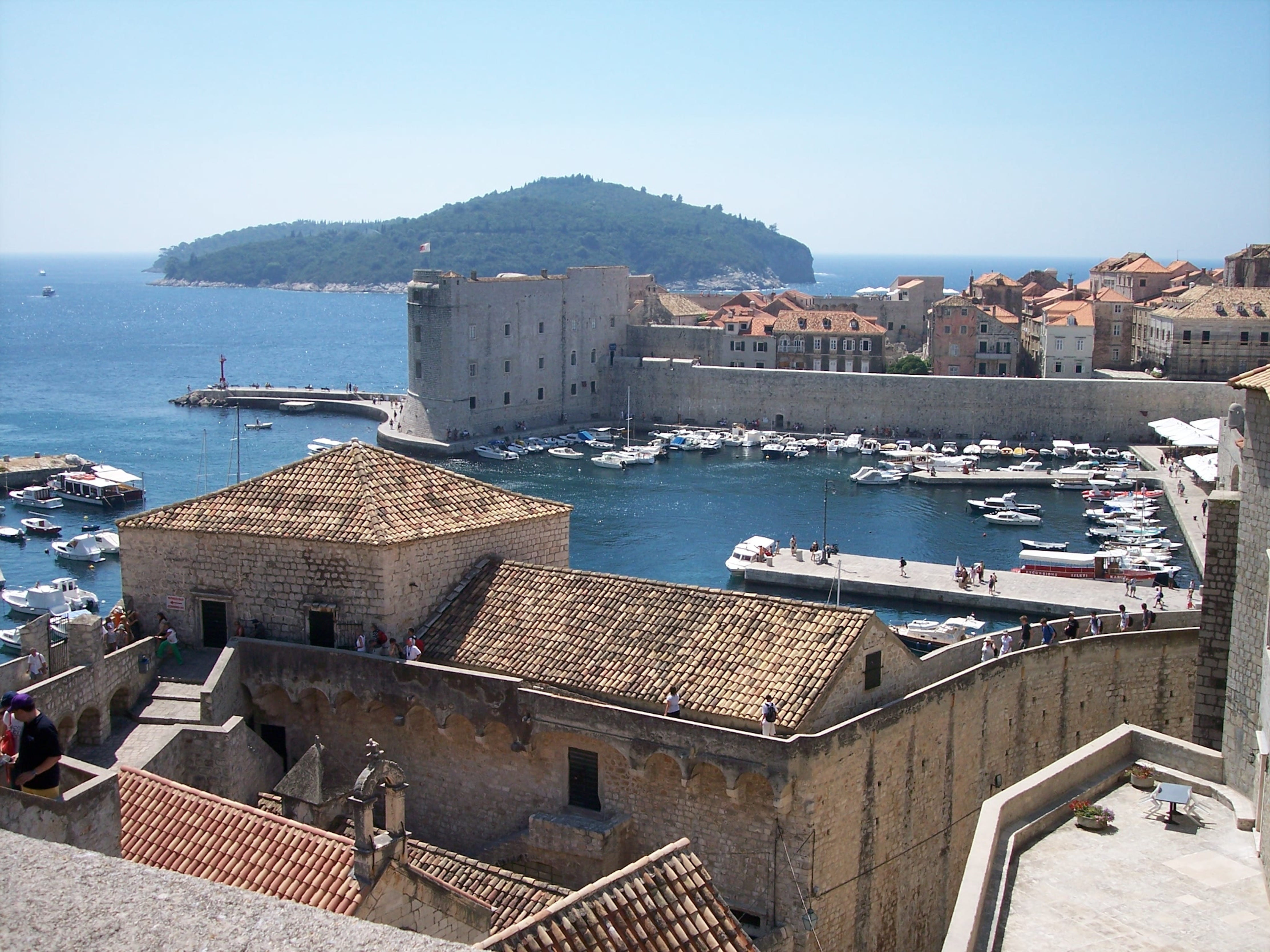 beautiful, architecture, transportation, coast, City, roof tile, Dubrovnik, ships, 4K, travel destinations, forest, sky, city, day, nature, building, harbor, HD Wallpaper