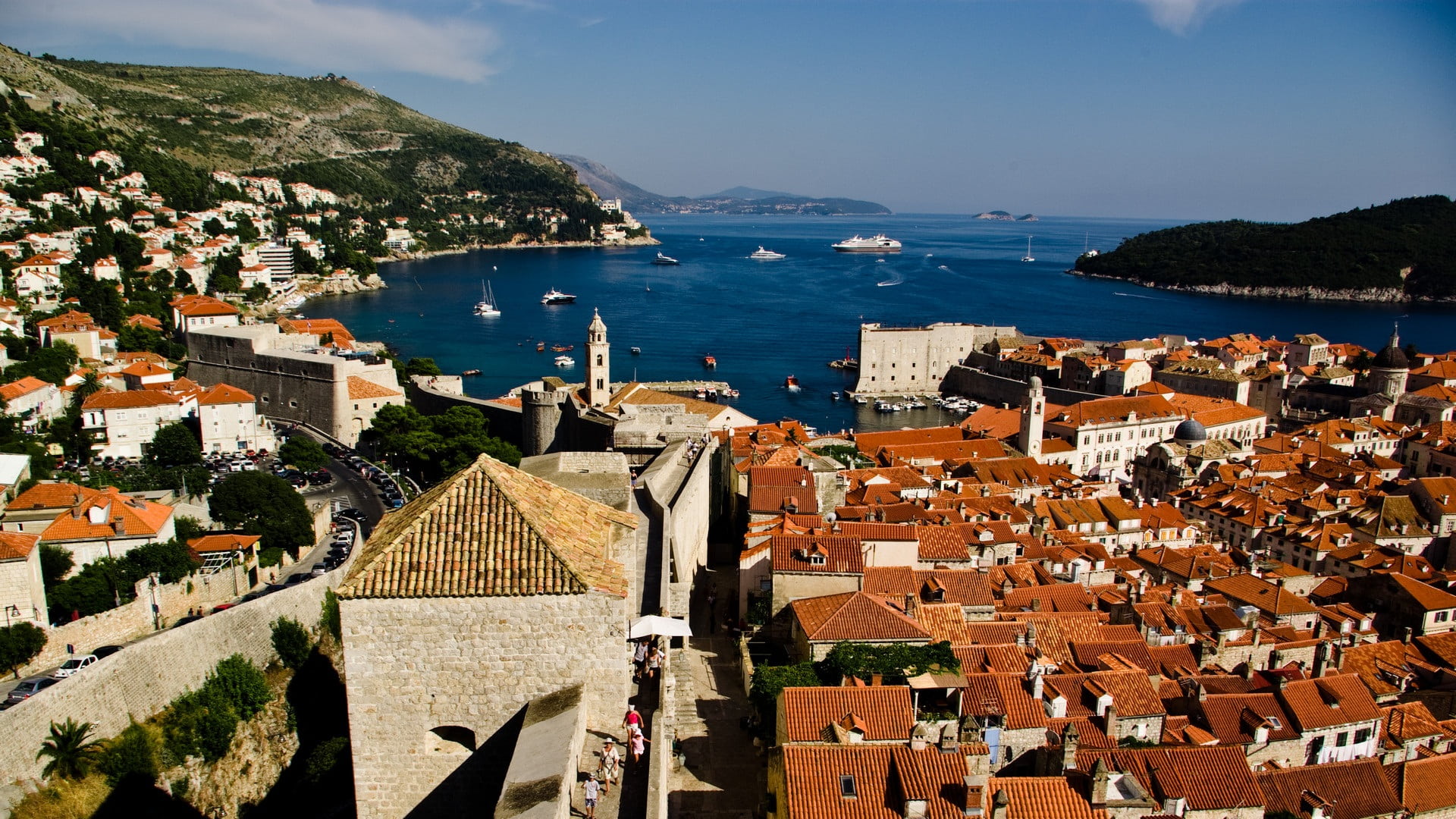 town, summer, outdoors, adriatic Sea, bay, near, building, sky, built structure, famous Place, crowded, unesco, city, buildings, travel, tourism, mountain, HD Wallpaper