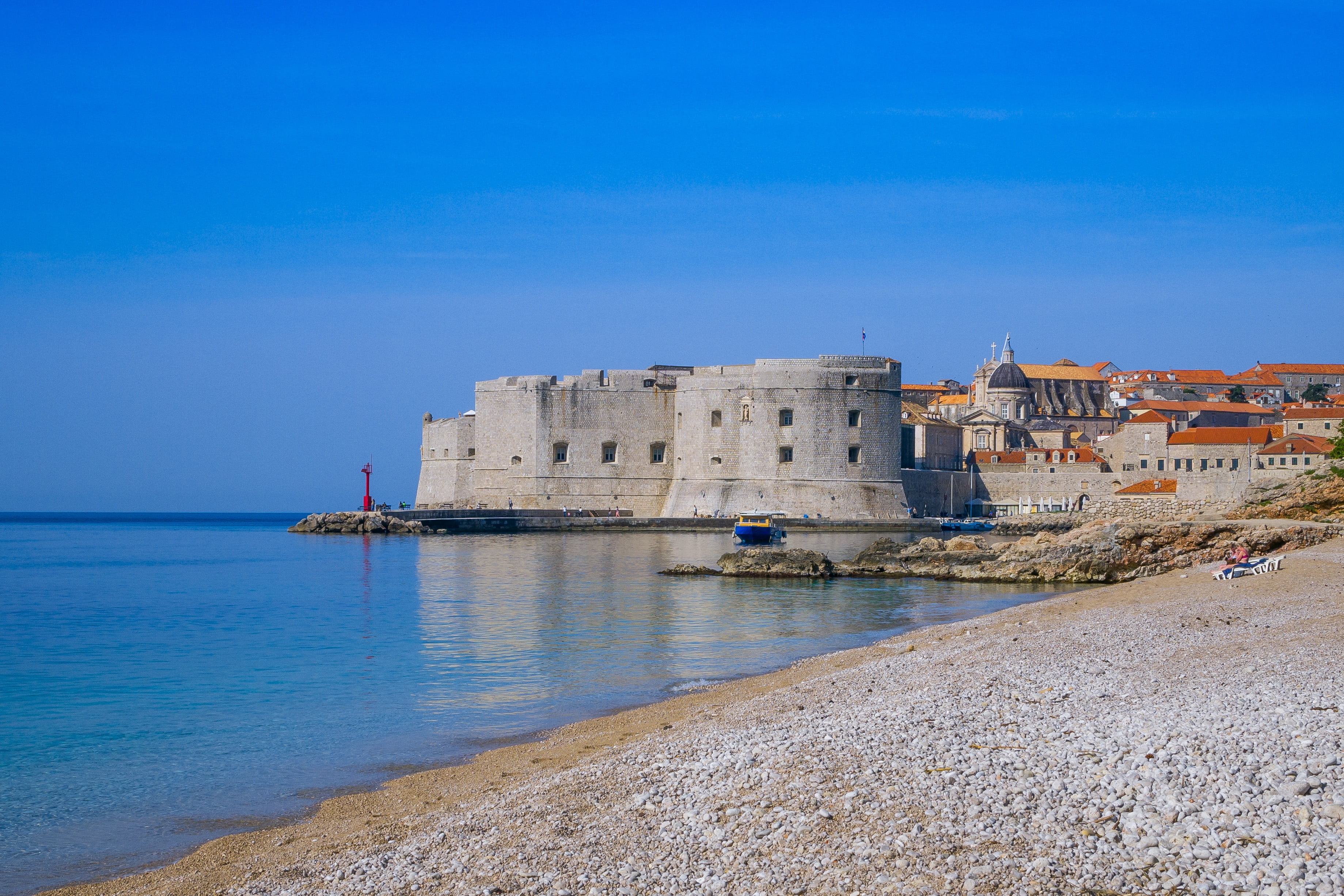 sky, building exterior, fortress, travel destinations, nature, mediterranean, the past, architecture, croatia, building, coastline, harbor, built structure, HD Wallpaper