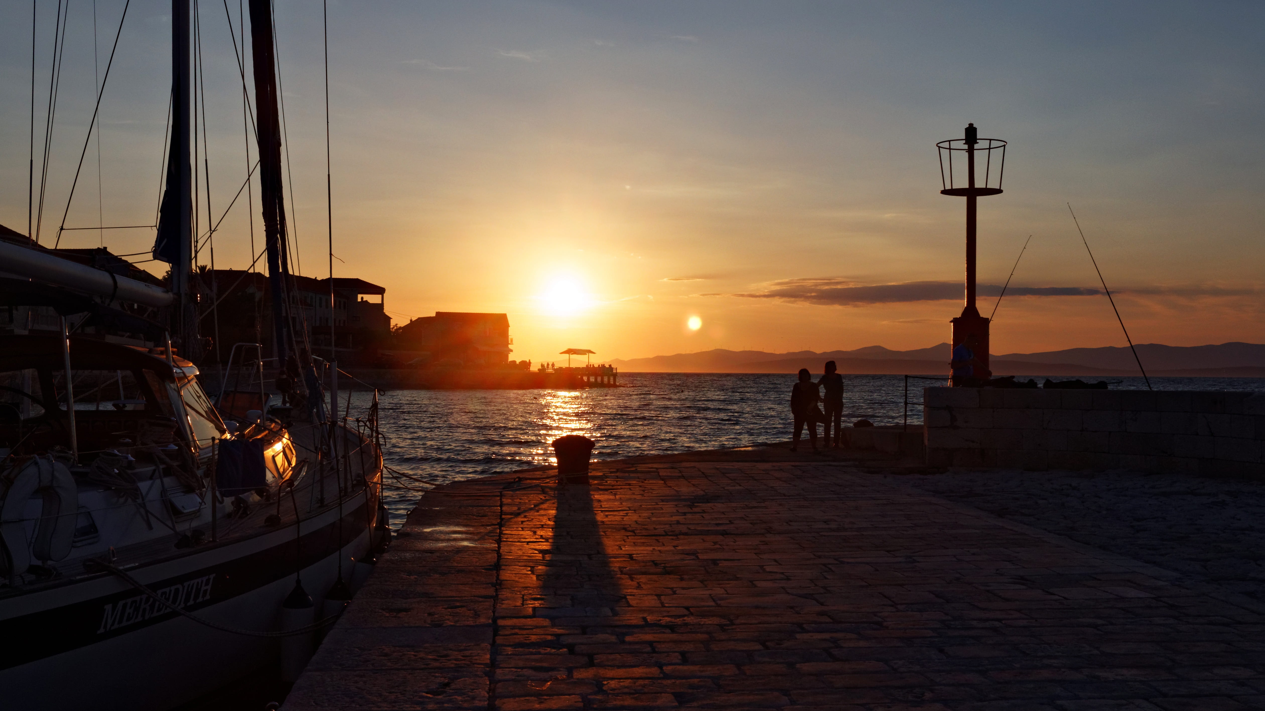 mode of transportation, port, silhouette, water, sun, sunset, scenics - nature, sailboat, sunlight, sky, outdoors, transportation, street, lens flare, nature, HD Wallpaper