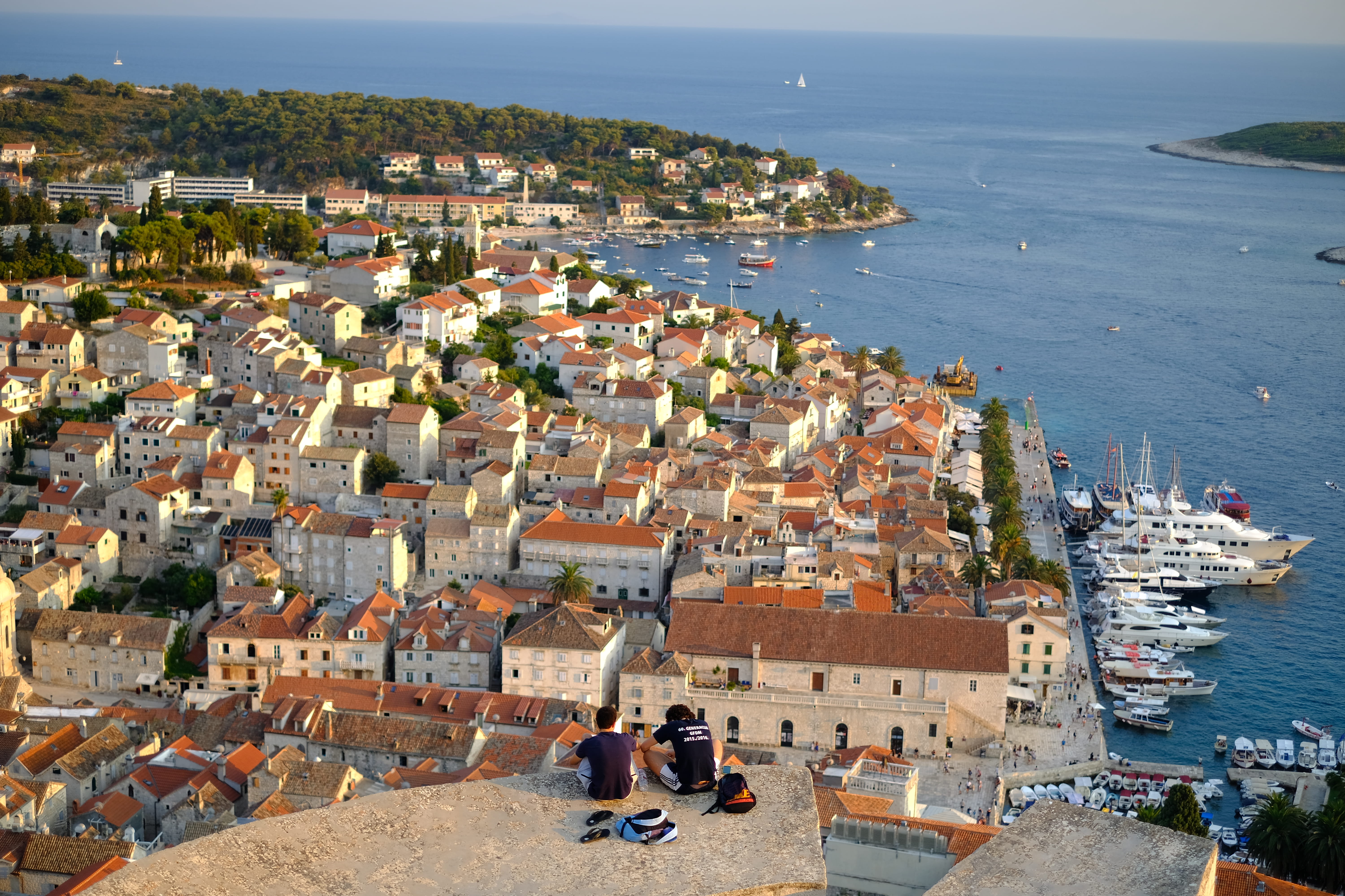 high angle view, sea, real people, building, venetian, town, residential district, croatia, nature, roof, people, wall, city, outdoors, 5K, day, women, HD Wallpaper