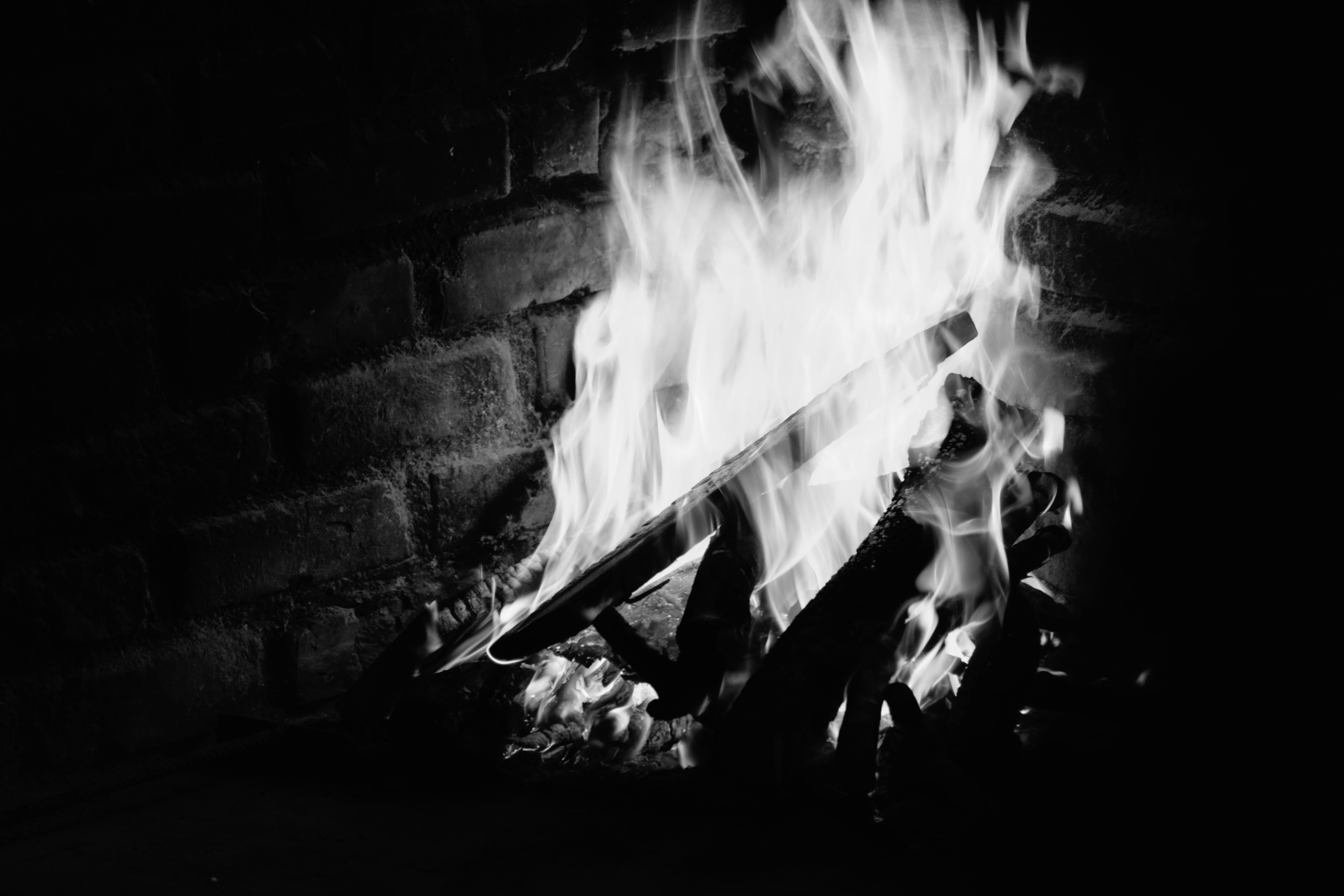 no people, night, wall, flame, resort, architecture, smoke - physical structure, wood - material, island, burning, bonfire, event, indoors, blurred motion, HD Wallpaper