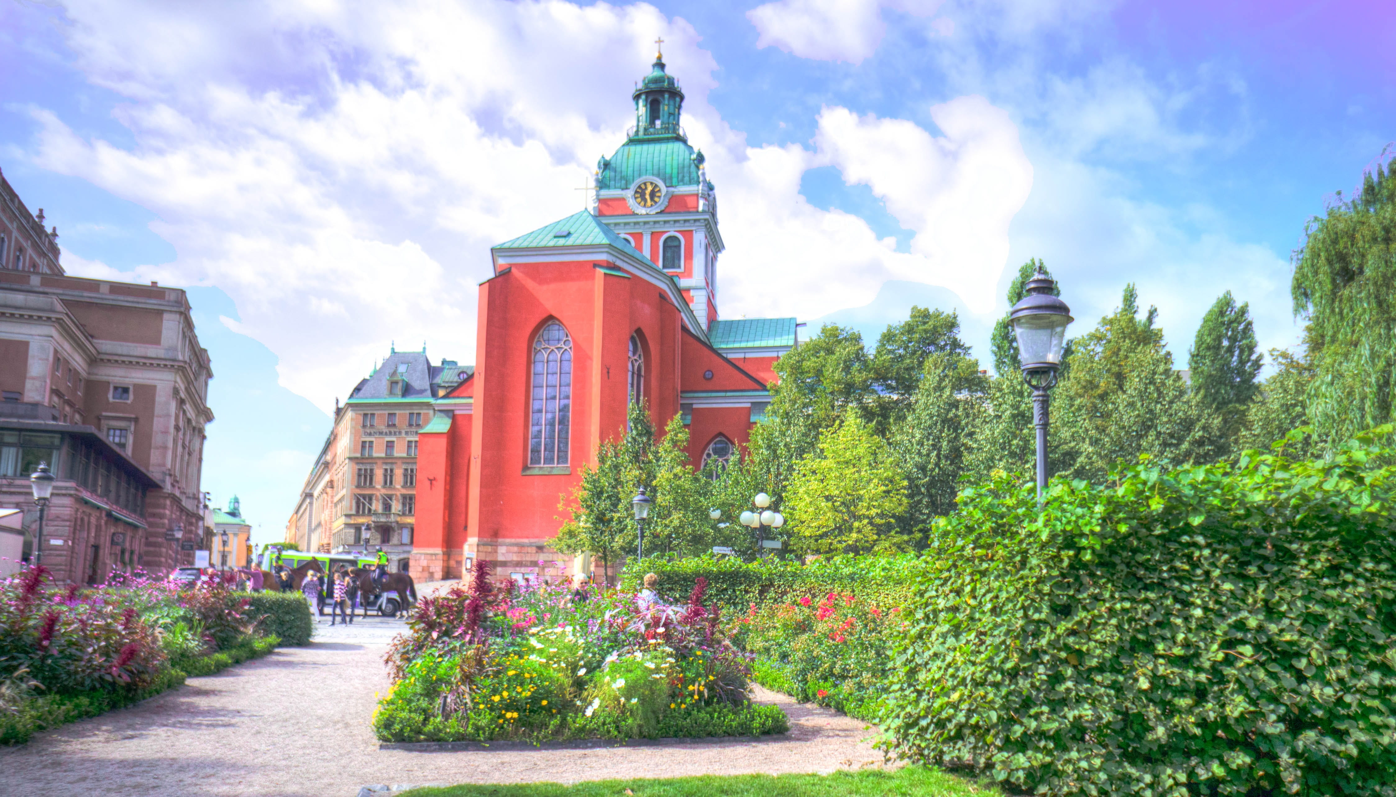 nature, scandinavia, blue, architecture, spirituality, trees, stan, stockholm, summer, building, city, growth, europe, flowers, sweden, landscape, tower, HD Wallpaper