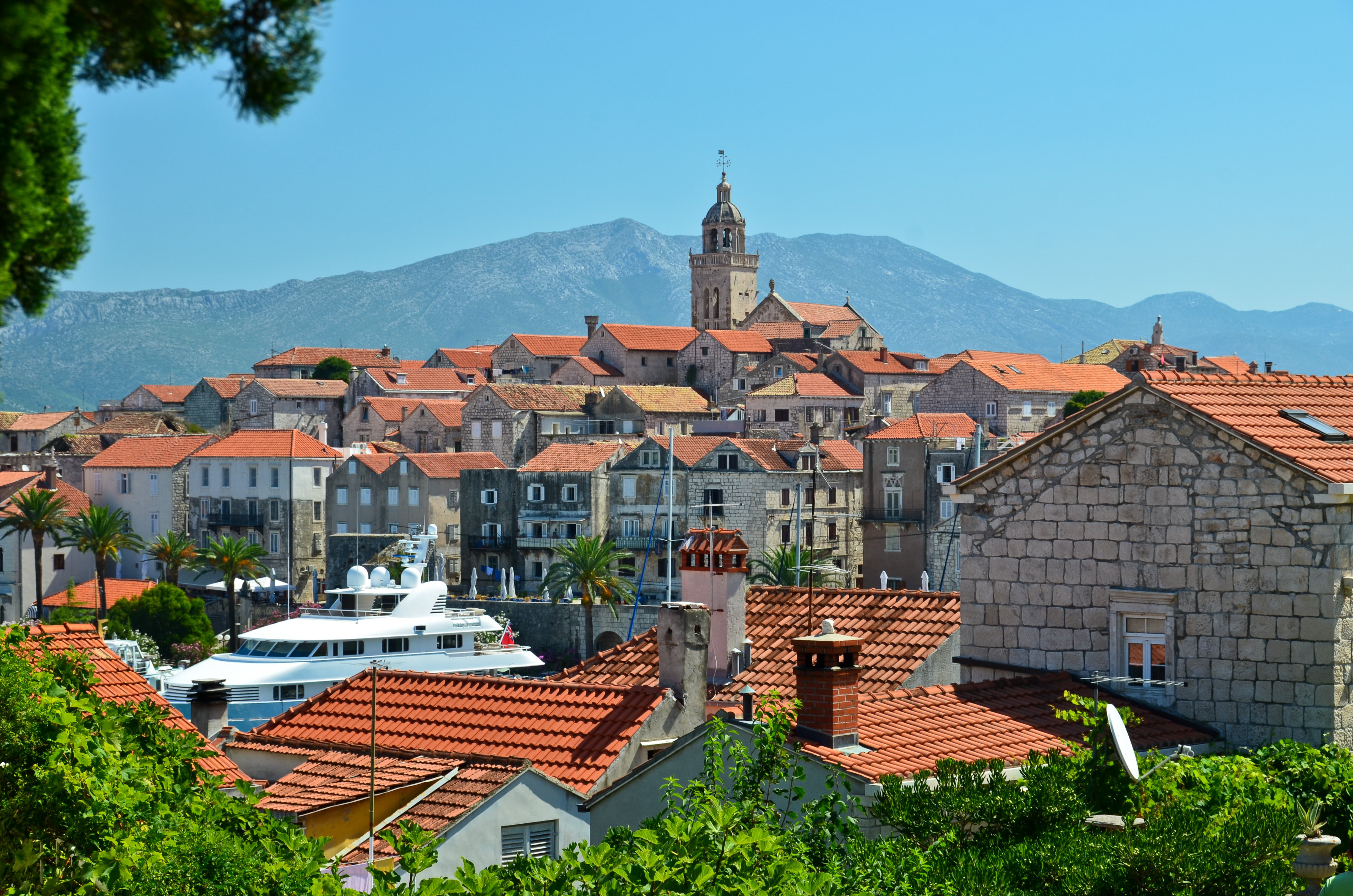city, 4K, residential district, clear sky, cityscape, no people, brown, sky, spirituality, Adriatica, Korcula, outdoors, place of worship, belief, day, HD Wallpaper