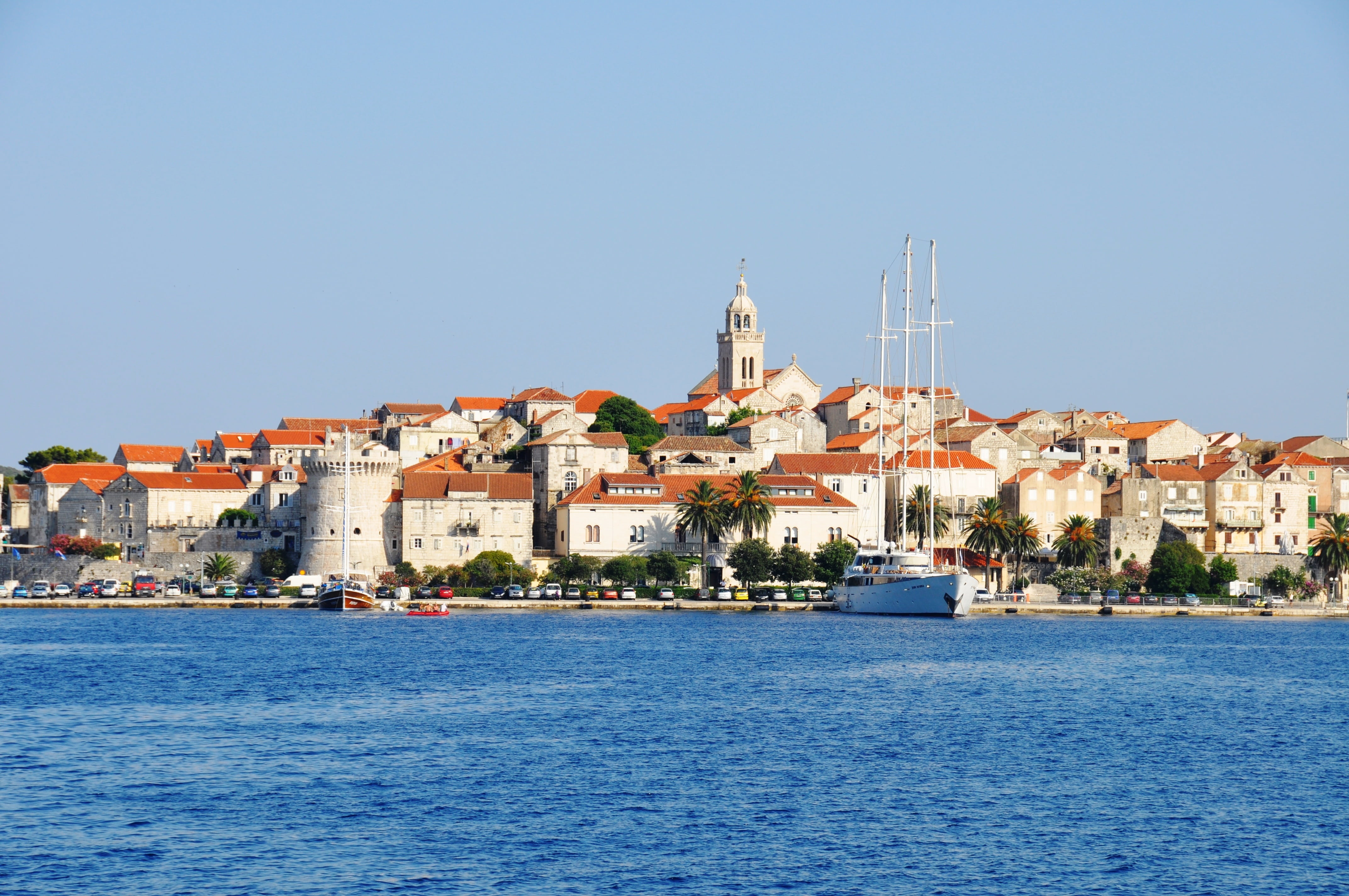 architecture, residential district, 4K, mediterranean Sea, nature, croatia, no people, building exterior, waterfront, blue, city, water, houses, mediterranean, HD Wallpaper