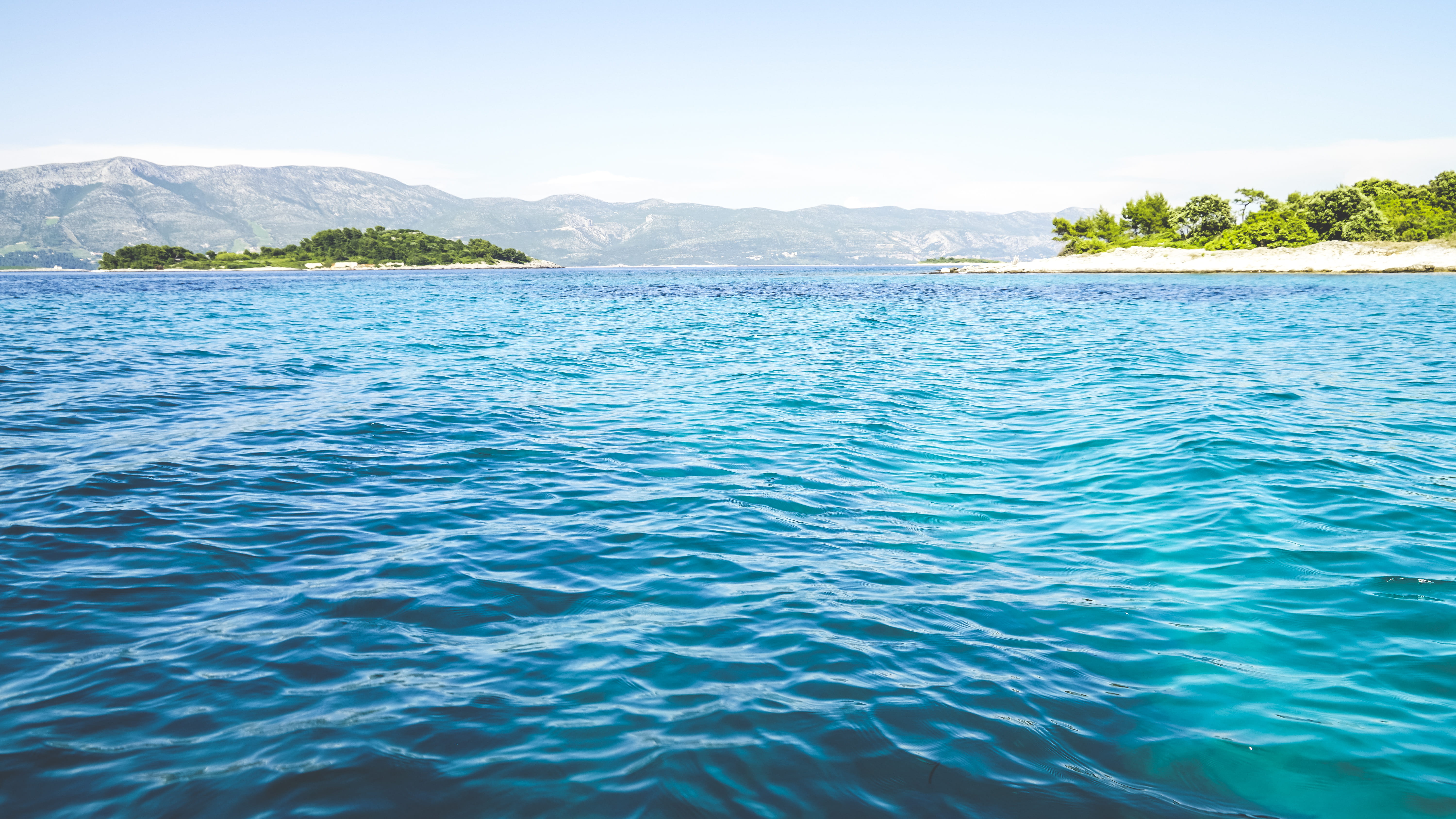 coast, tree, adriatic, sea, sky, beauty in nature, turquoise, outdoors, tropical climate, mountain, scenics - nature, trip, lagoon, tranquility, day, water, HD Wallpaper