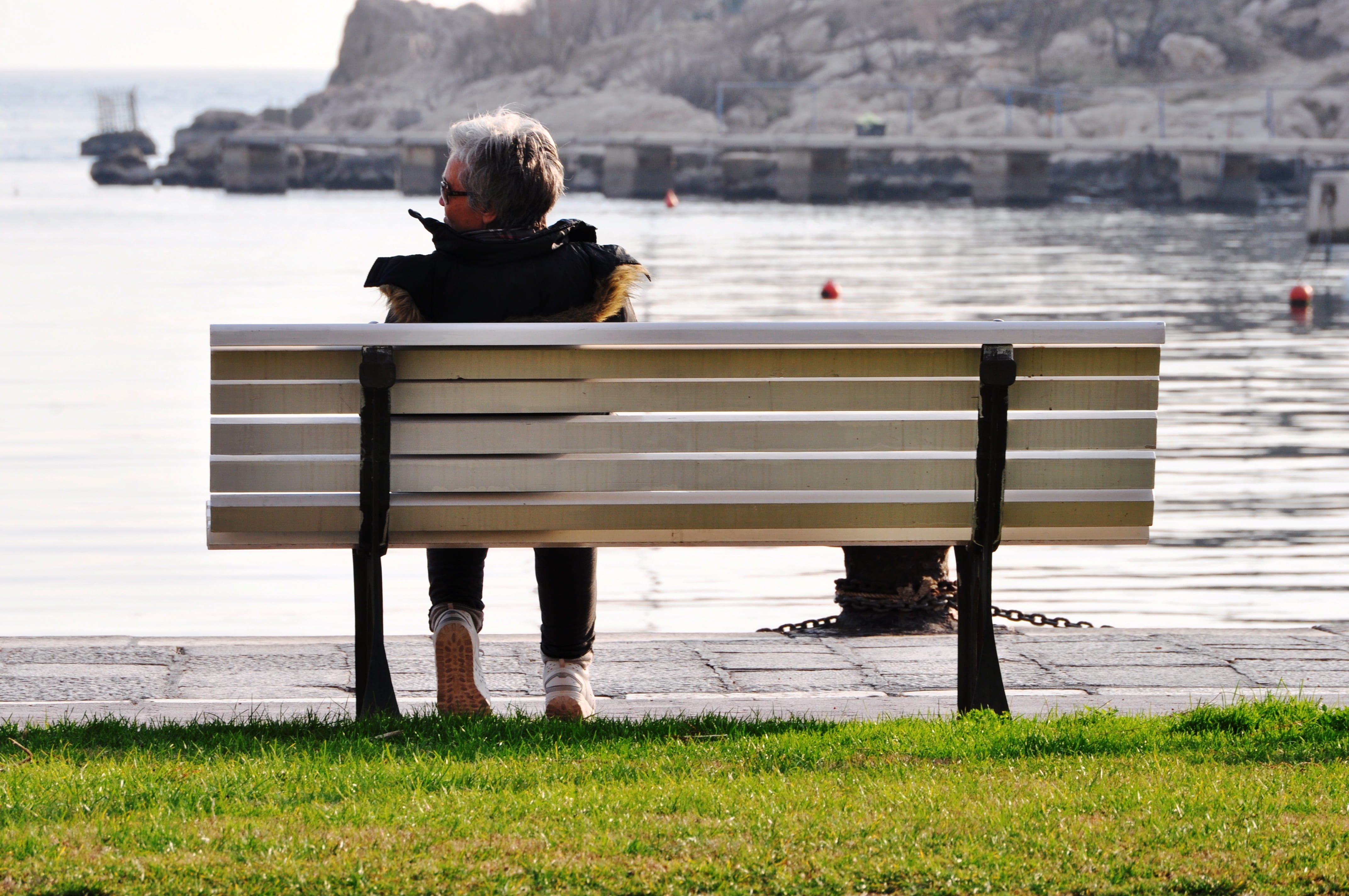 coast, destination, water, landscape, vacation, full length, travel, wood - material, men, dalmatia, leisure activity, park bench, tourism, croatia, lifestyles, HD Wallpaper