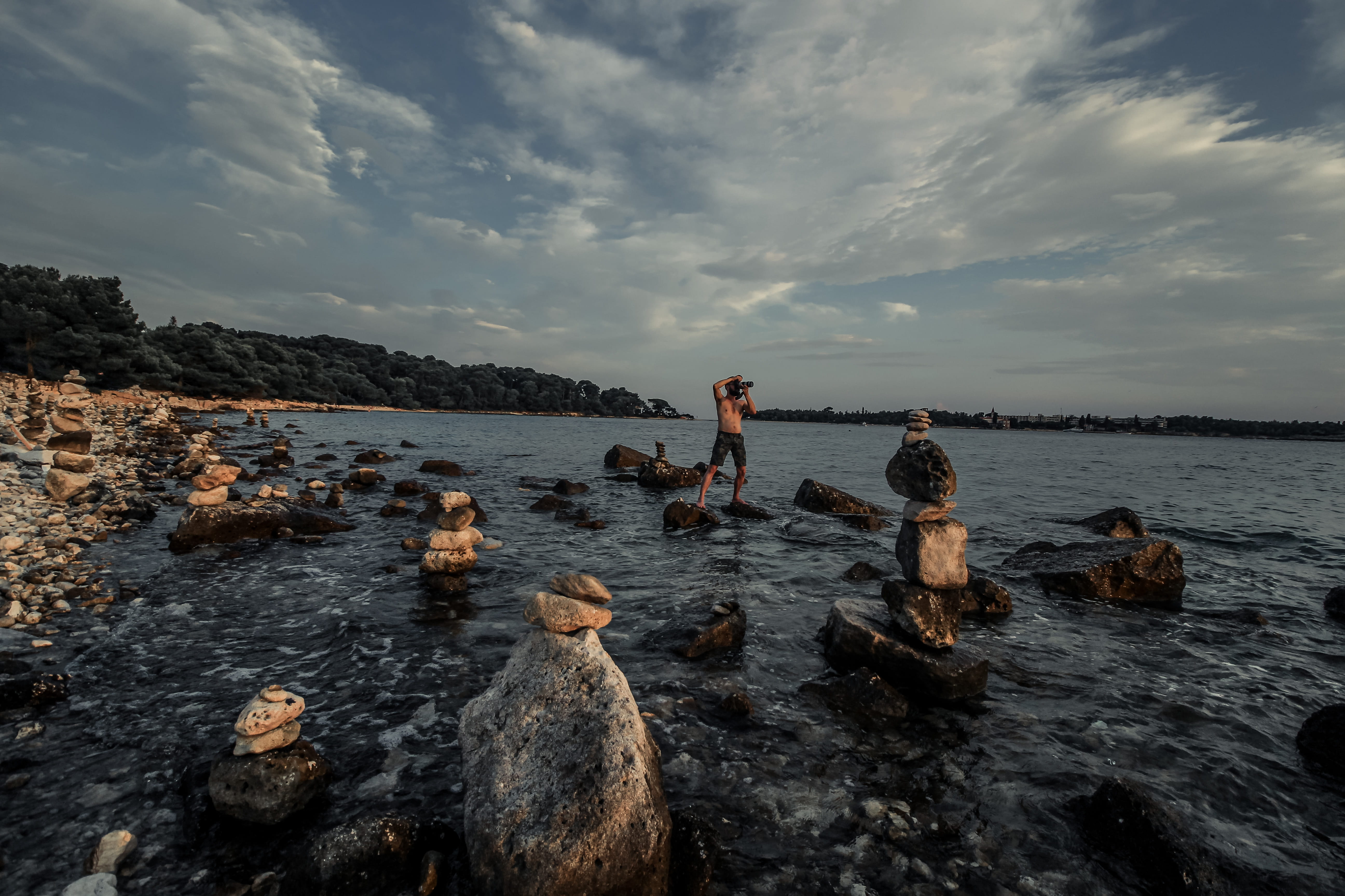 summer, sculptures, tourist, scenics - nature, rock balancing, sky, 5K, rock, beauty in nature, park forest zlatni rt, outdoors, coast, cloud - sky, exotic, HD Wallpaper