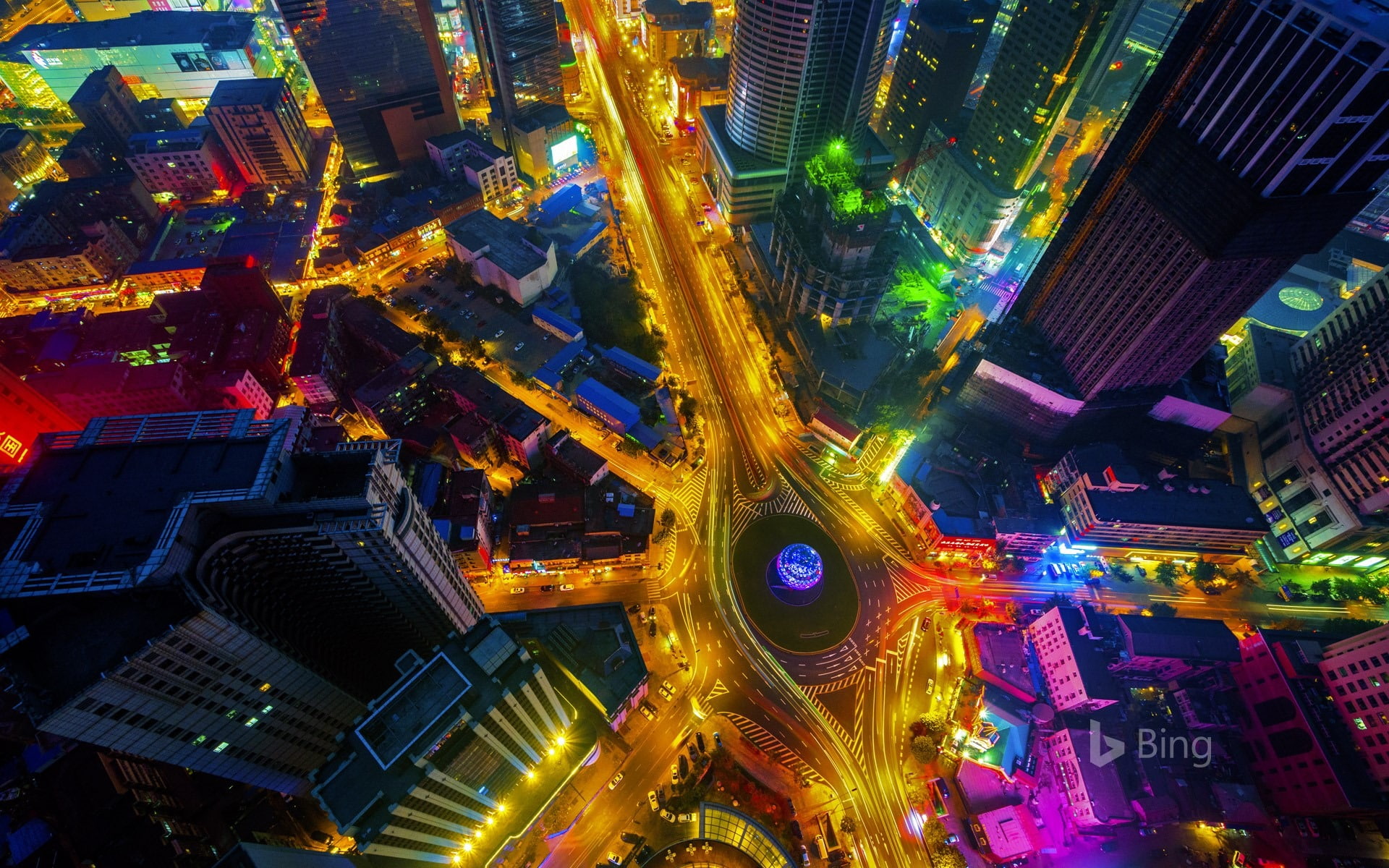 night, tower, city, square, glowing, friendship, city life, modern, tall - high, dalian, 1080P, residential district, skyscraper, deskto, architecture, HD Wallpaper
