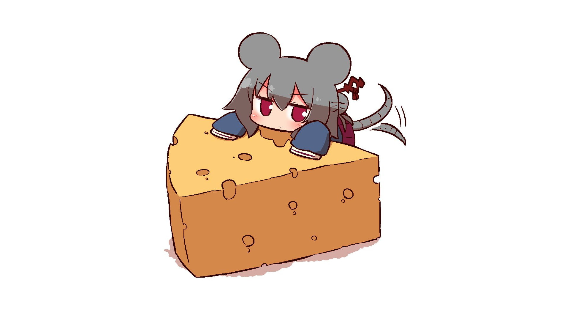 indoors, no people, mouse ears, 1080P, communication, symbol, breaking, music, lock, still life, white background, simple background, brown, rats, cheese, HD Wallpaper
