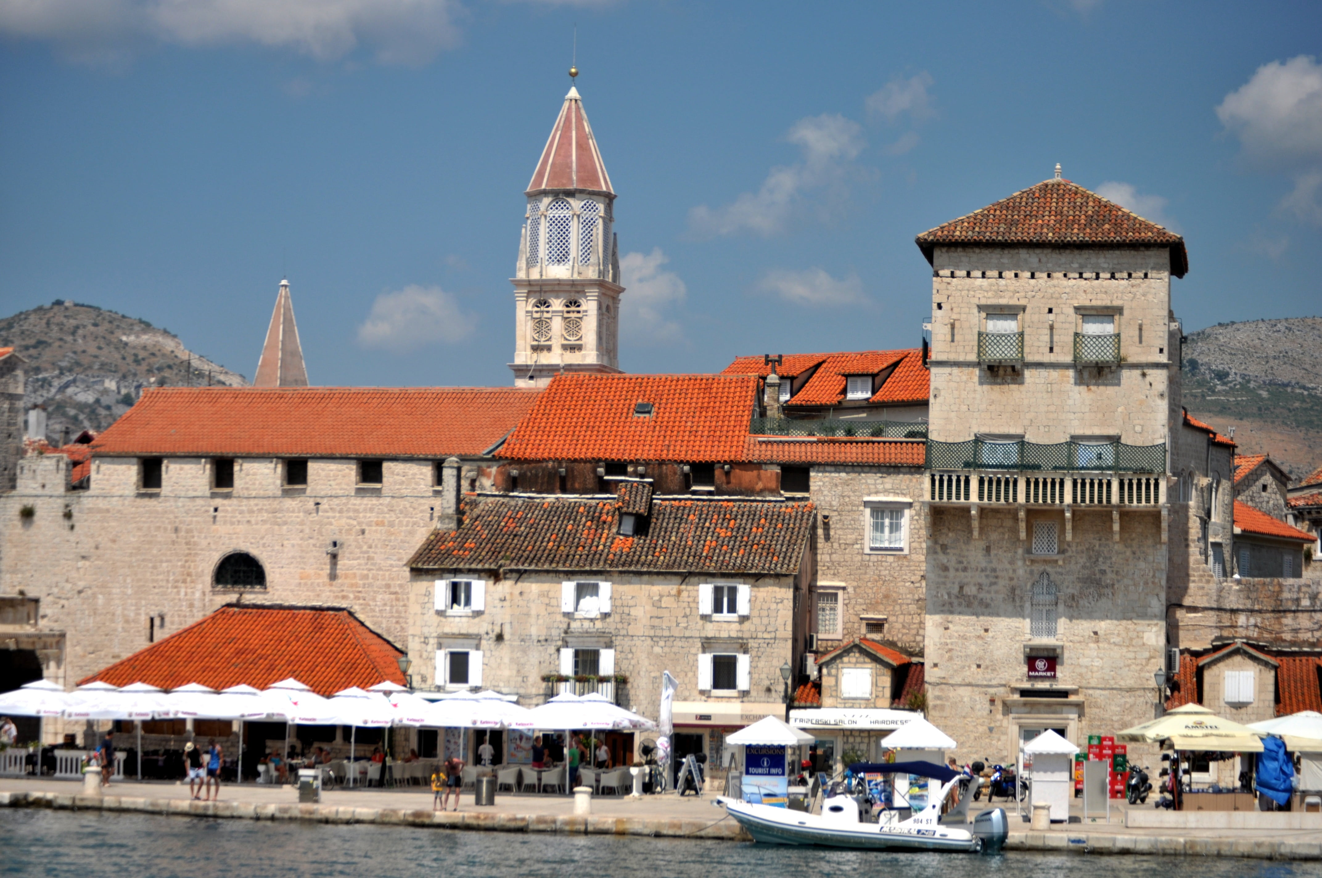 unesco, dalmatia, trogir, waterfront, riva, historic, place of worship, the past, europe, religion, tourist, residential district, mediterranean, tower, HD Wallpaper