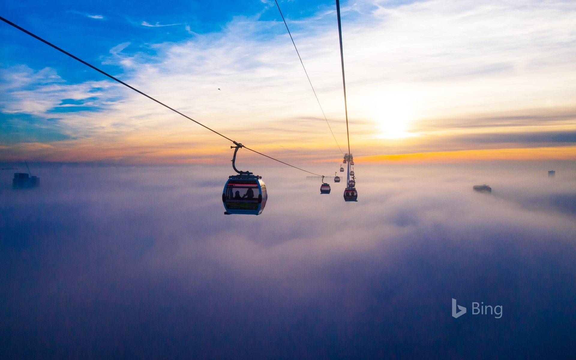across, mode of transportation, outdoors, beauty in nature, nature, tranquil scene, sign, cloud - sky, river, cable, cable car, sky, transportation, thames, HD Wallpaper
