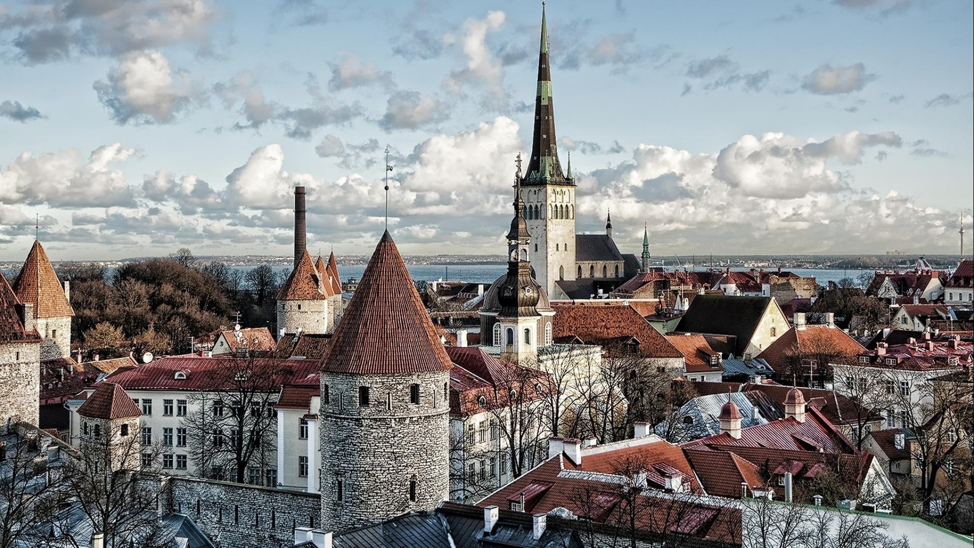 clouds, town, 1080P, hdr, bay, church, nature and landscapes, wonderful, HD Wallpaper