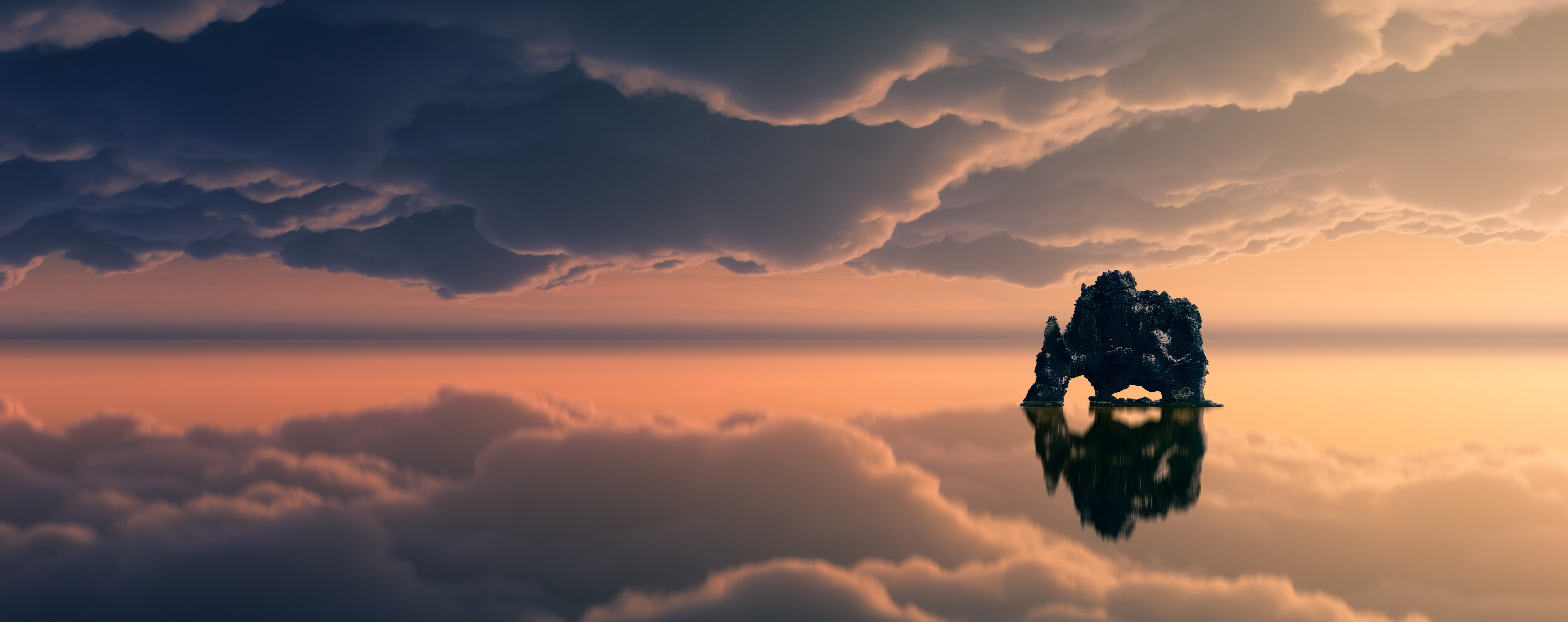sunset, Water, Smooth, waterscapes, digital composite, adult, Sun and Sky, people, outdoors, Calm, Reflection, cloud - sky, beauty in nature, Minimal, 5K, HD Wallpaper
