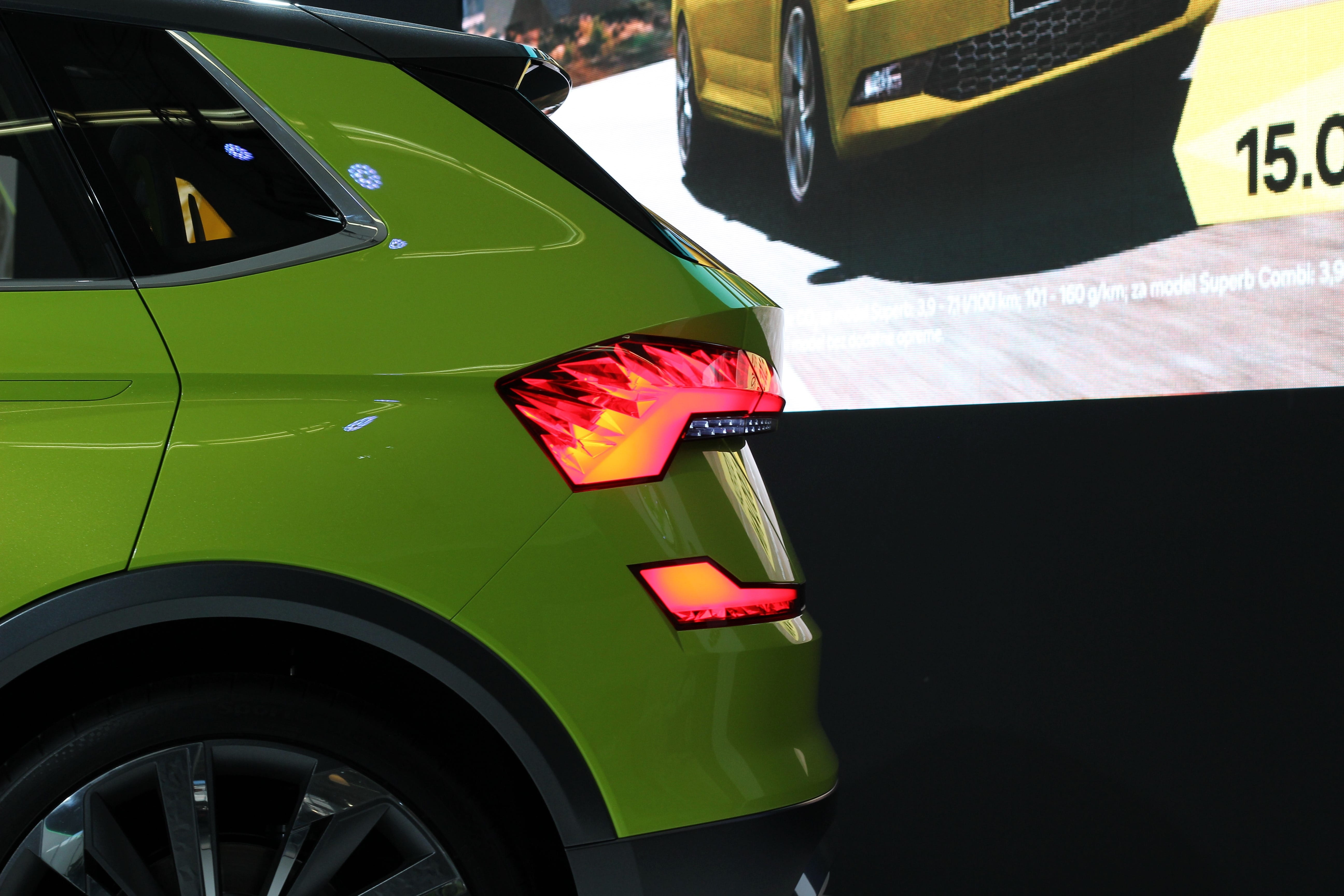 public transportation, stationary, sunlight, travel, design, transportation, auto show zagreb 2018, škoda vision x, outdoors, motor vehicle, 5K, public show, HD Wallpaper
