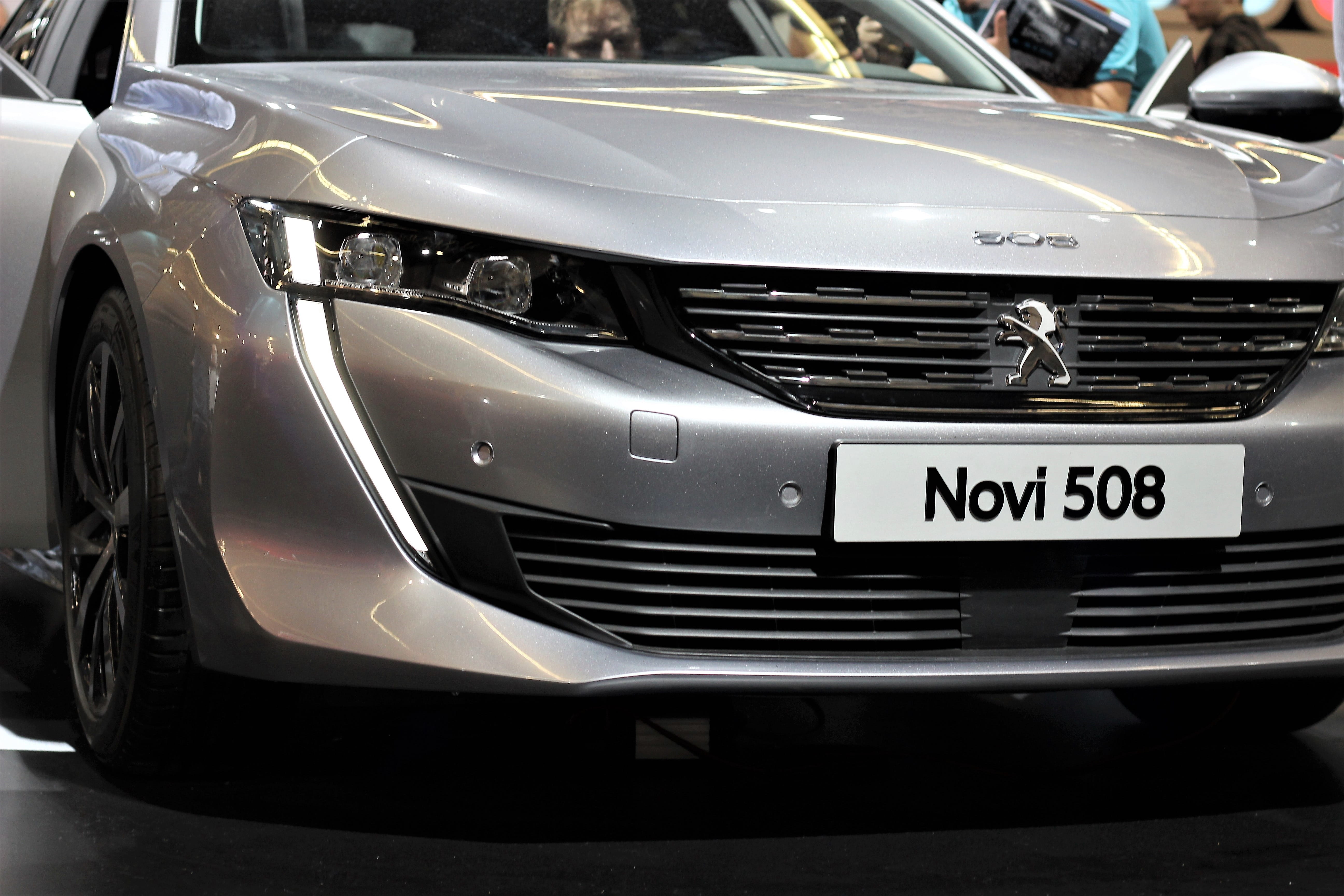 text, transportation system, auto show zagreb 2018, motor vehicle, modern technology, car, grate, front view, peugeot 508, metal, vehicle, city, land vehicle, HD Wallpaper