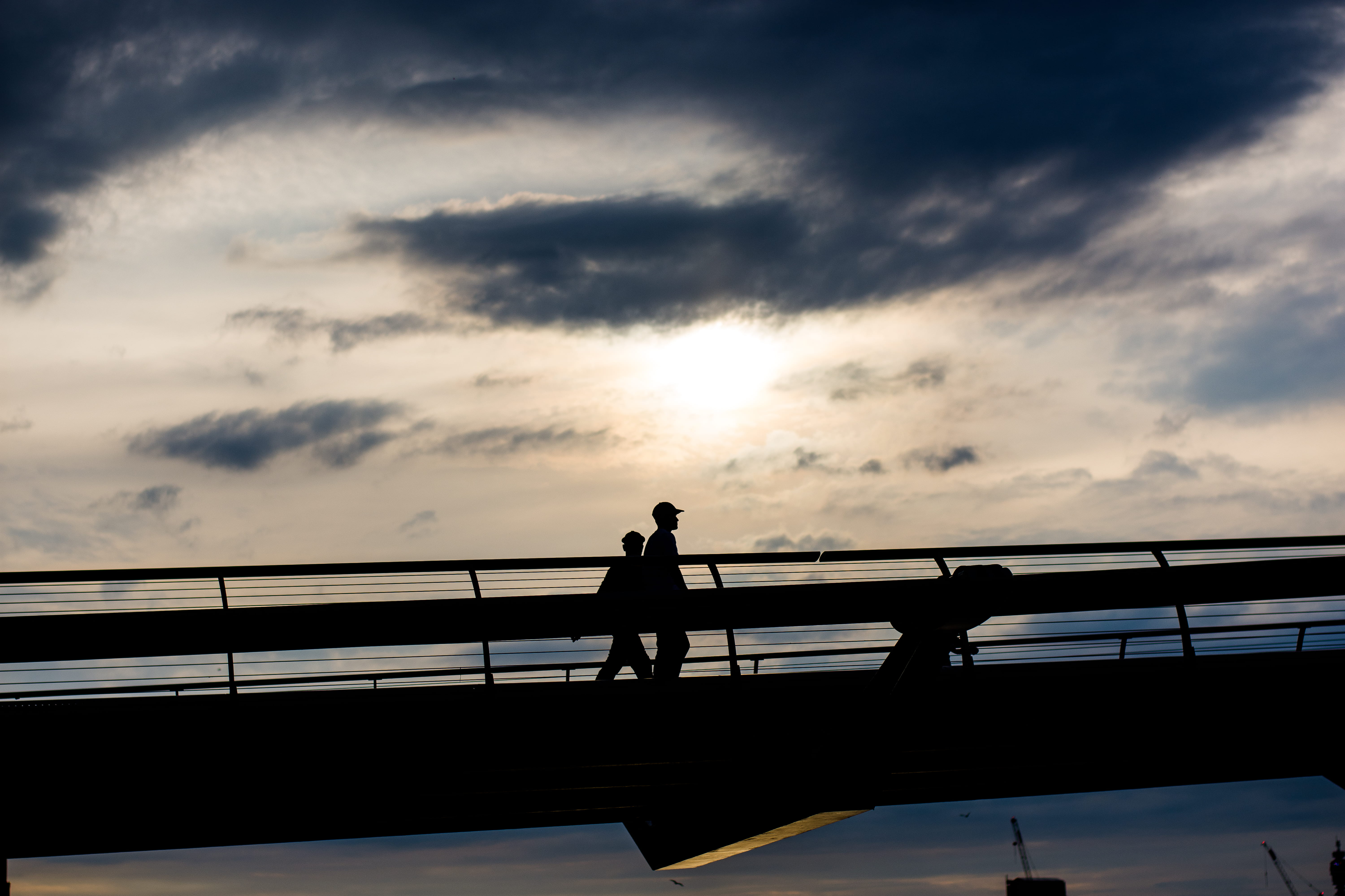 london, millennium bridge, highdefinition, connection, nature, centrallondon, londonbridge, sky, nikon, cloud - sky, one person, clouds, silhouette, beauty in nature, HD Wallpaper