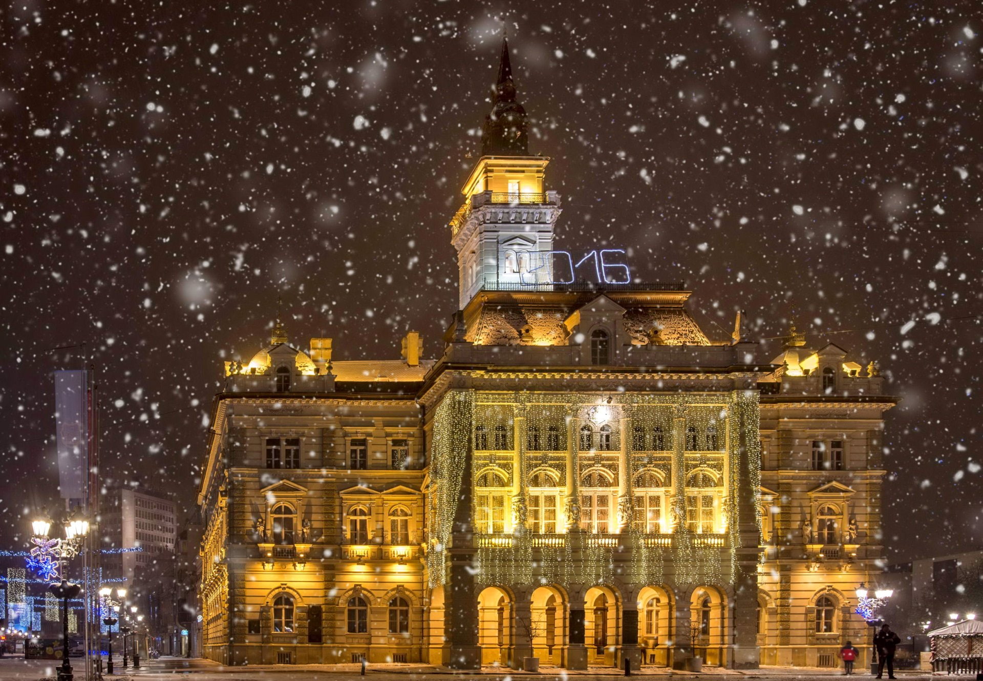Novi Sad, Cities, City, Winter, 1080P, Serbia, Snowfall, Man Made, Cityscape, HD Wallpaper