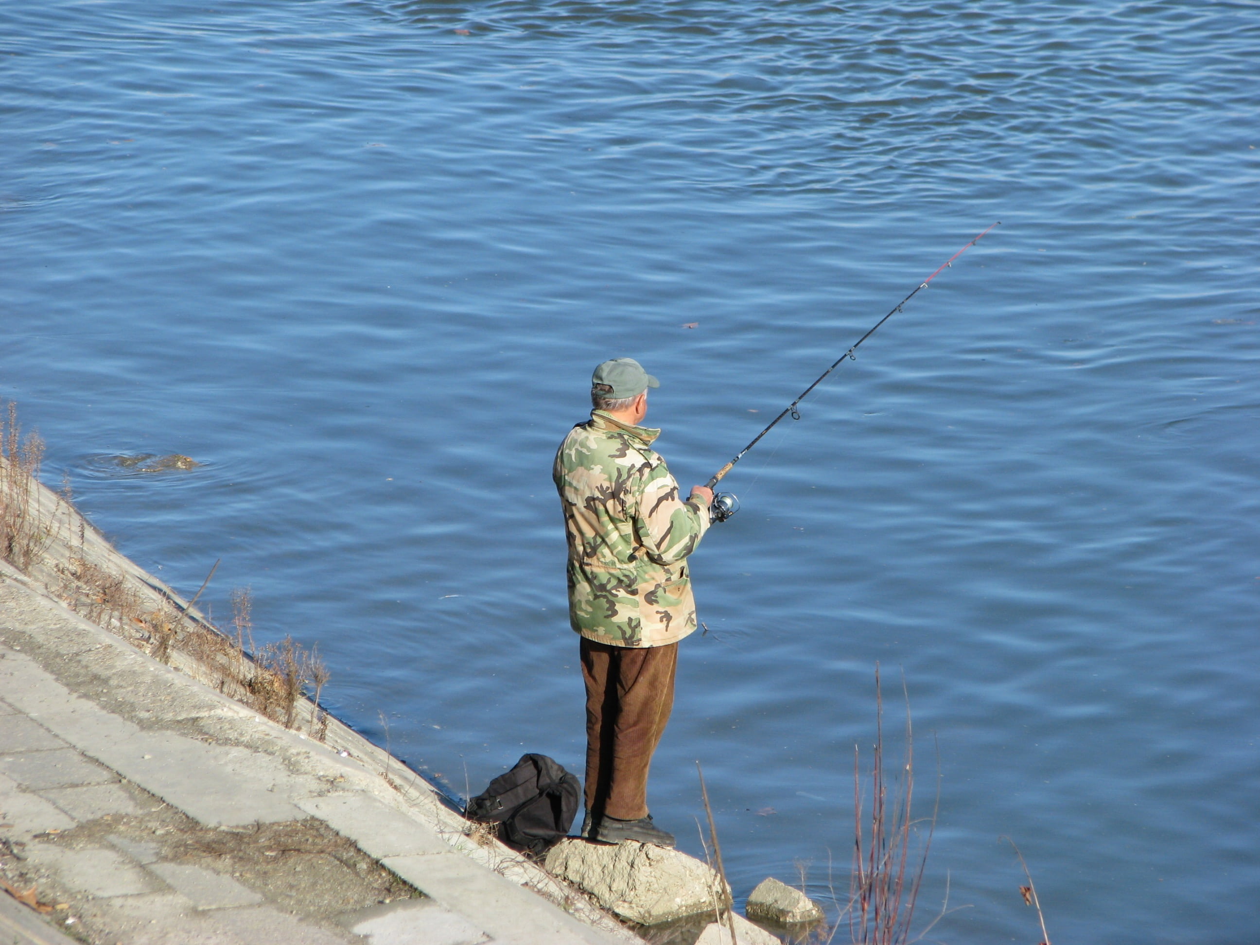 activity, fishing rod, outdoors, fisherman, people, outdoor, lifestyles, leisure activity, fishing industry, high angle view, rod, serbia, river, rear view, HD Wallpaper