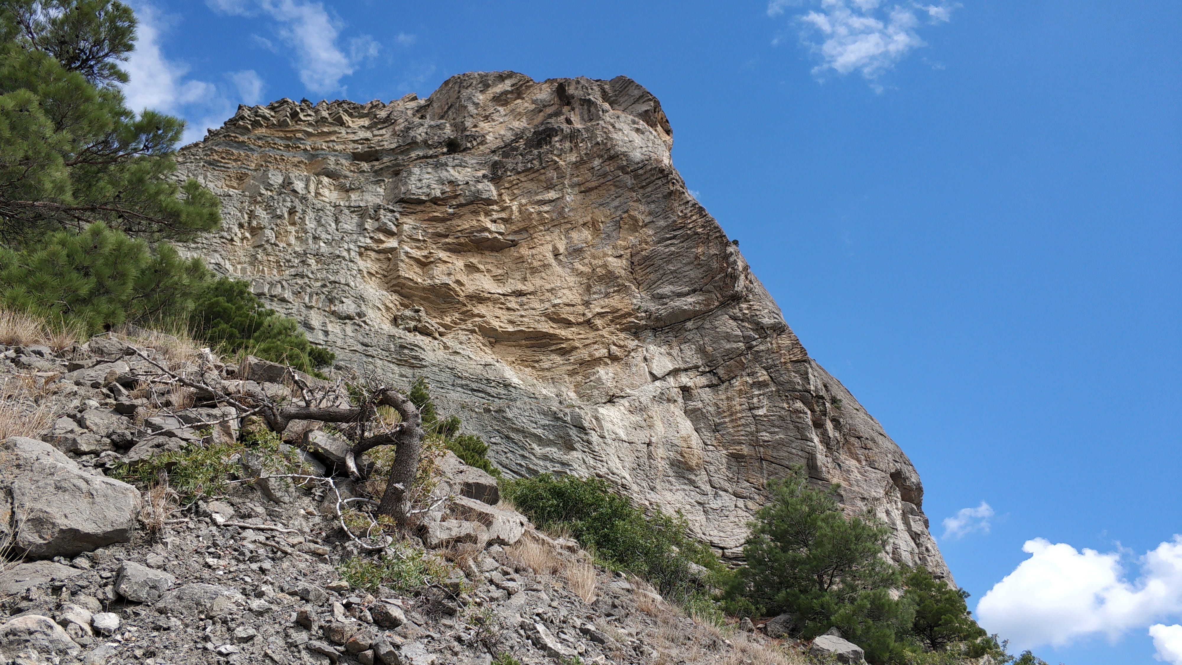 land, cloud - sky, nature, tranquility, sky, sudak and novy svet, tree, scenics - nature, solid, mountain range, beauty in nature, non-urban scene, rock formation, HD Wallpaper