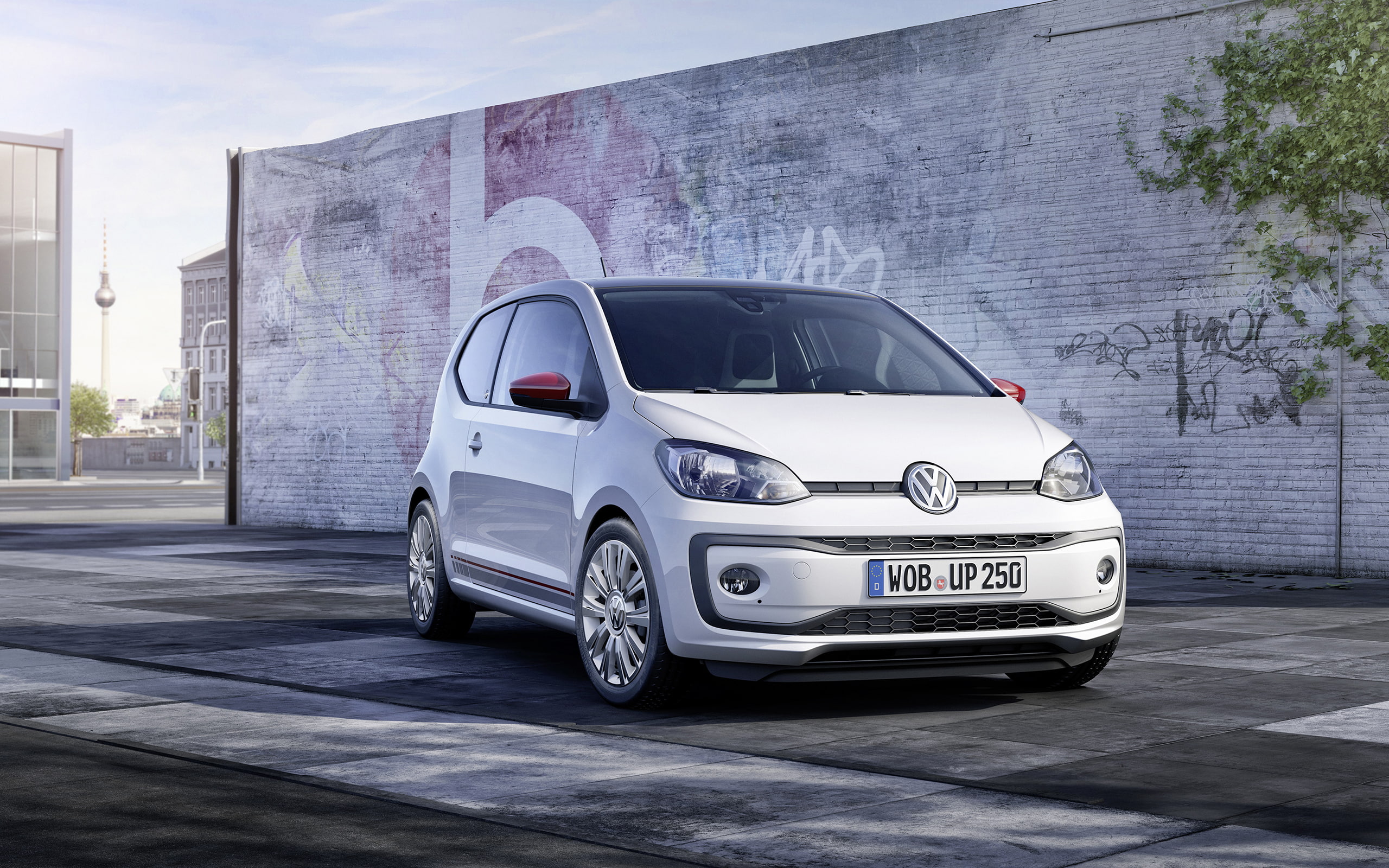 lifestyles, nature, built structure, land vehicle, no people, day, 2K, car, motor vehicle, mode of transportation, city, outdoors, building exterior, Volkswagen Up!, HD Wallpaper