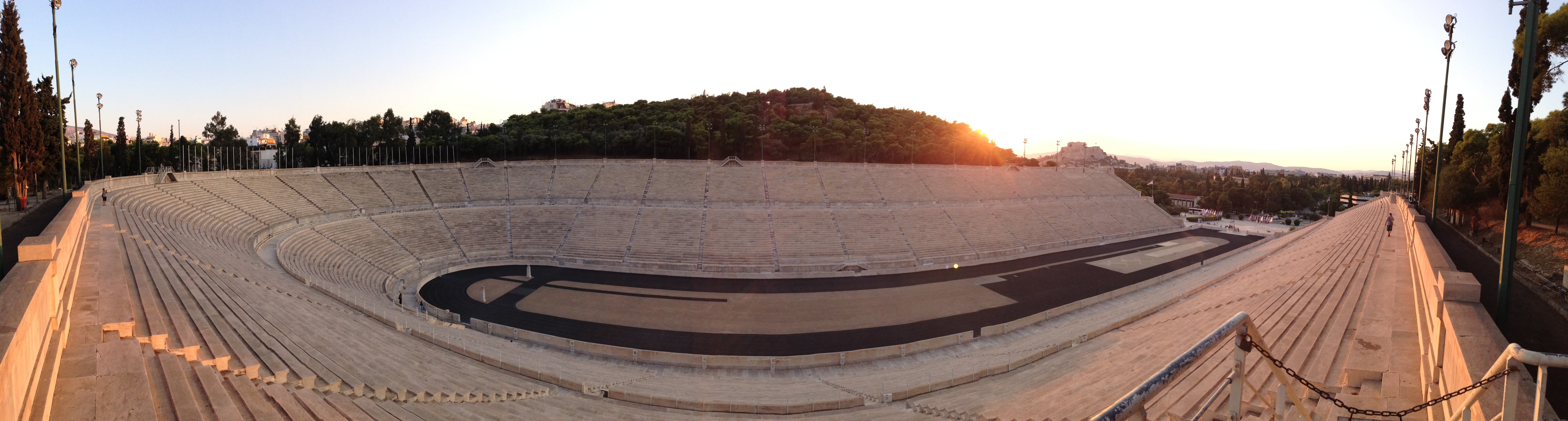 olympic games, sunlight, panorama, outdoors, nature, olympic, wood - material, panoramic, sky, kallimarmaro, architecture, clear sky, day, no people, city, HD Wallpaper