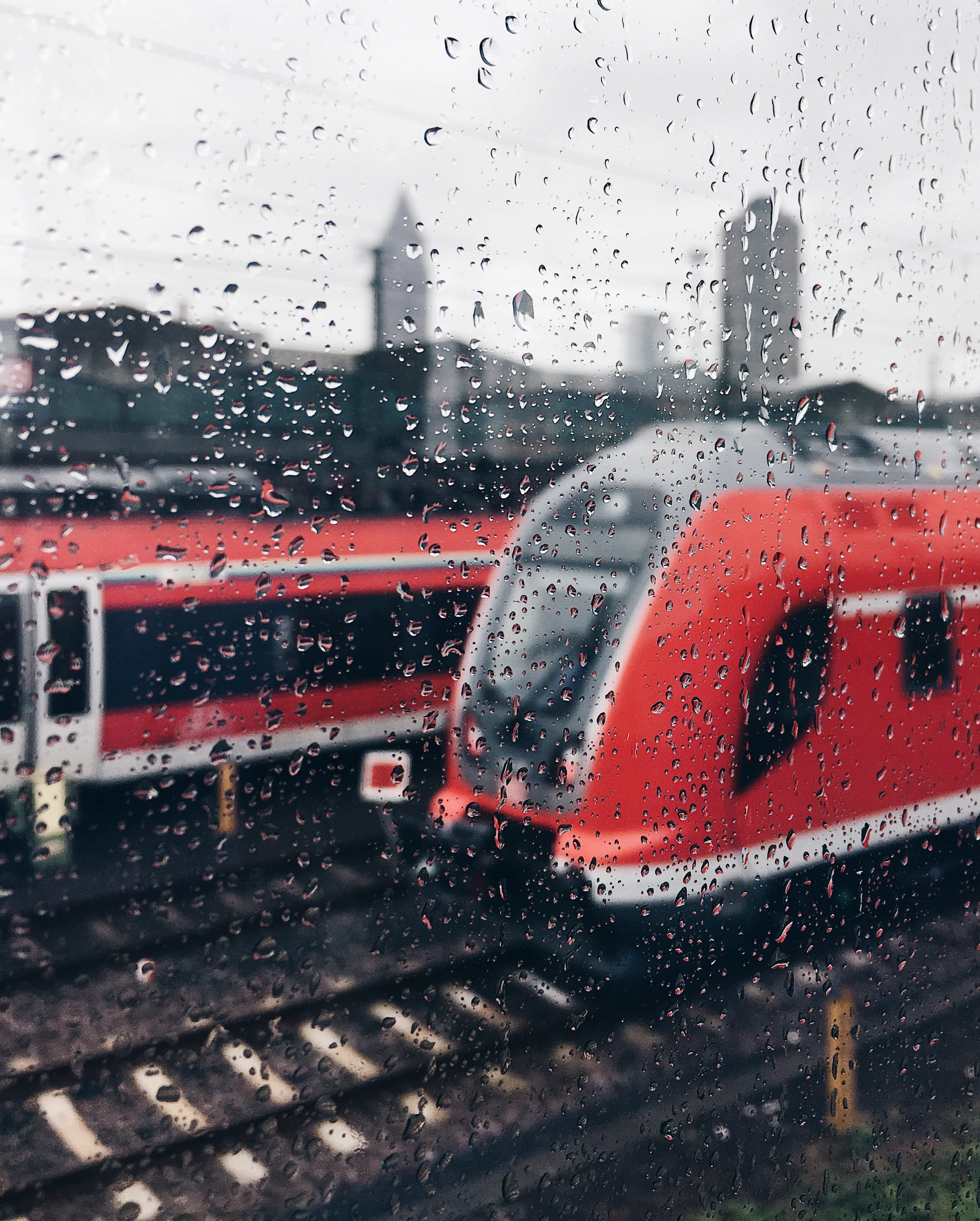 2K, train, nature, frankfurt am main, motor vehicle, glass - material, red, trainstation, mode of transportation, vehicle interior, skyline, day, no people, Phone HD Wallpaper