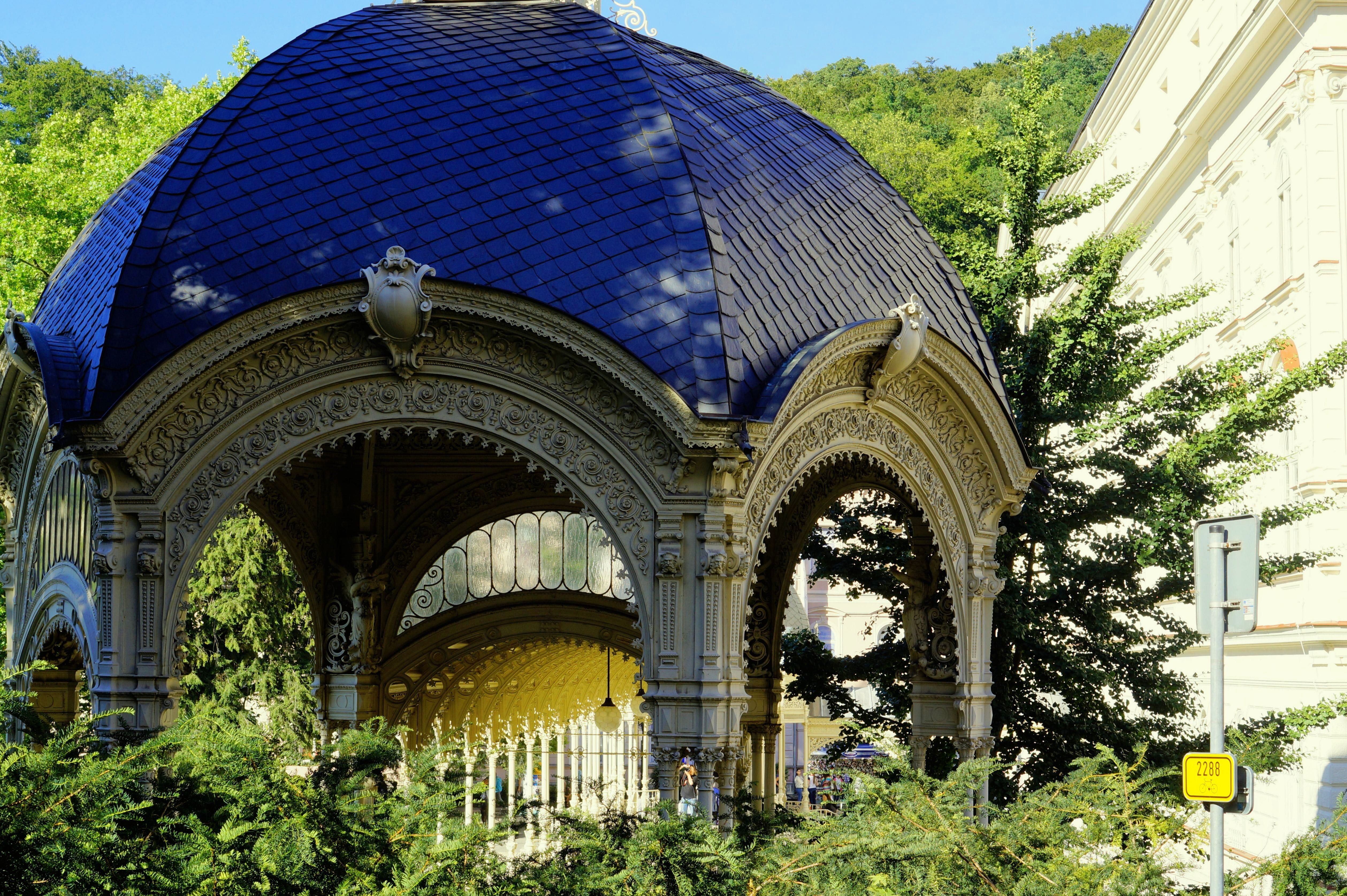 day, baroque, nature, outdoors, dome, 4K, arch, building exterior, sky, tree, travel destinations, architectural column, Art Nouveau, no people, Winter Garden, HD Wallpaper