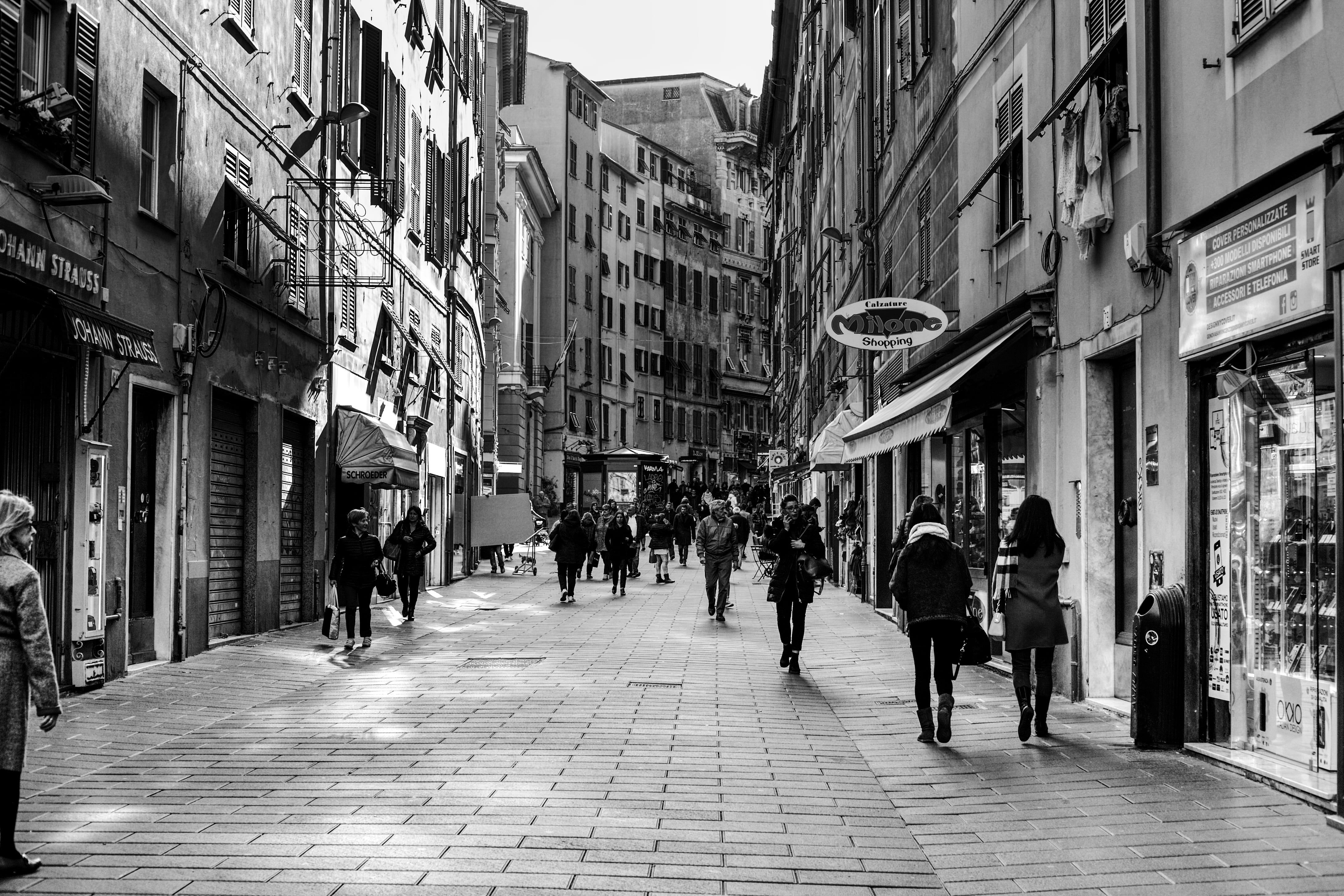 street, liguria, sidewalk, leisure activity, paving stone, via san vincenzo, town, human, city, path, genoa, photo, men, alley, people, built structure, HD Wallpaper
