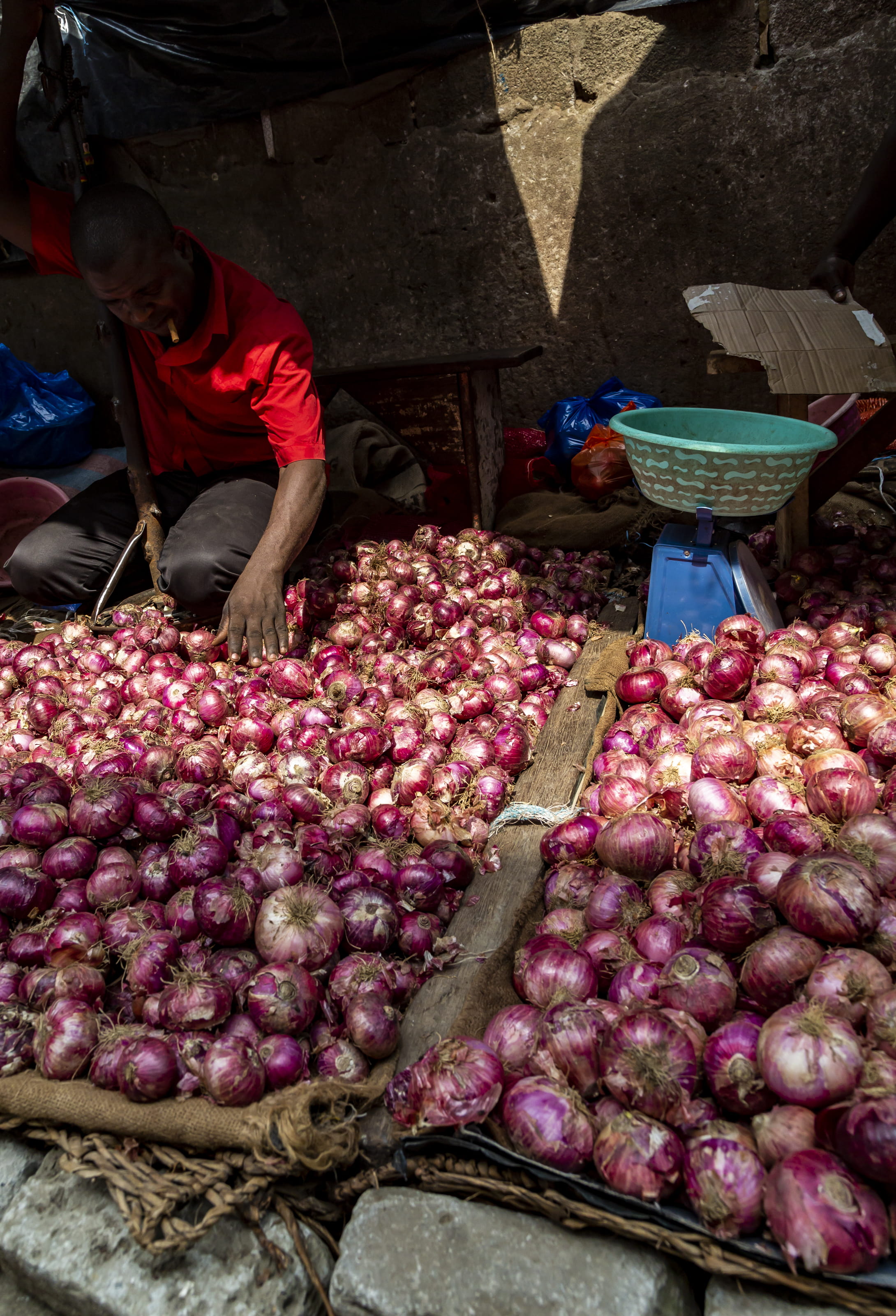 container, 2K, human, vegetable, adjamé, ripe, large group of objects, abundance, adjame, incidental people, adjamé market, africa, cote divoire, onions, Phone HD Wallpaper