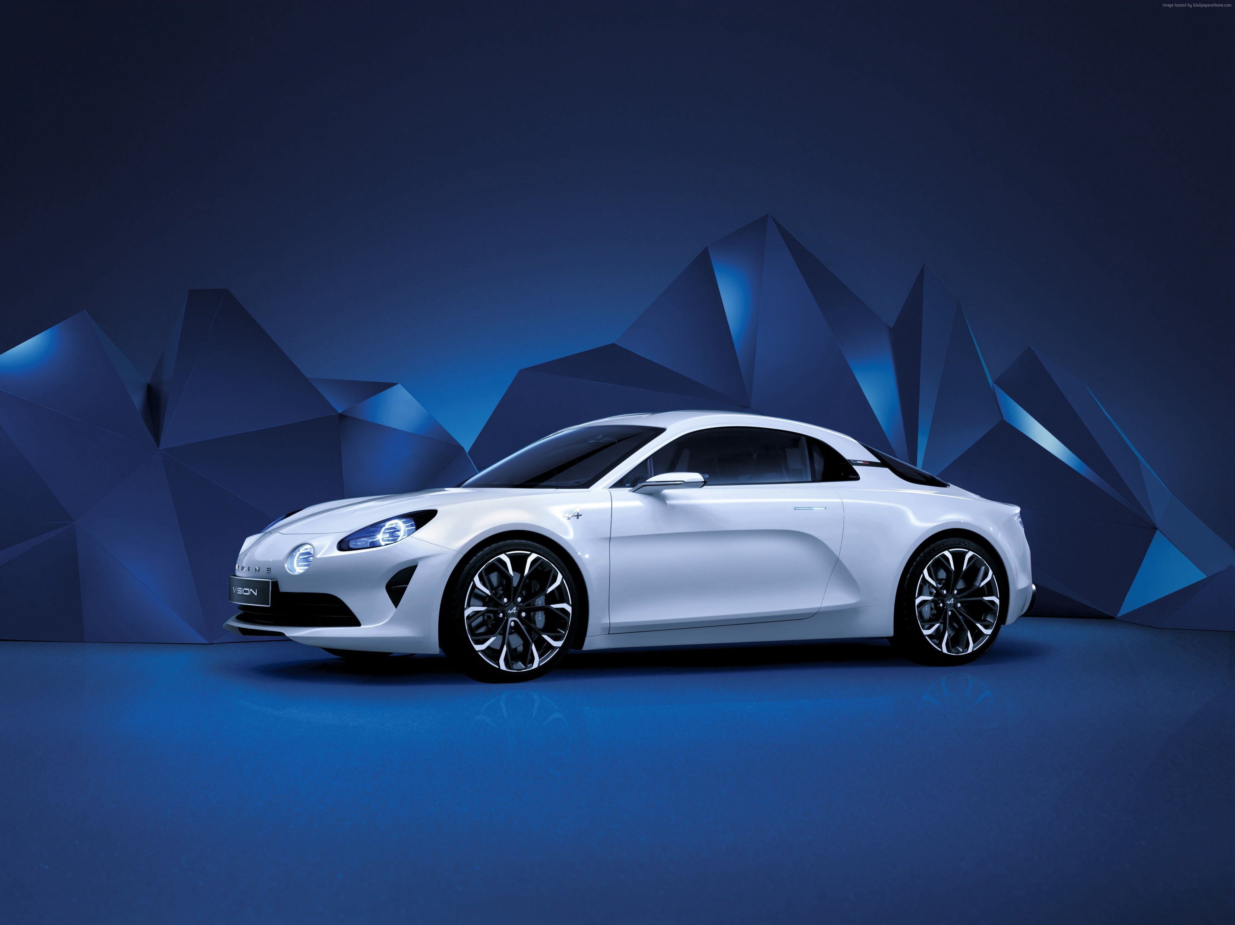 sport car, white, Geneva Auto Show 2016, 4K, Renault Alpine Vision, HD Wallpaper