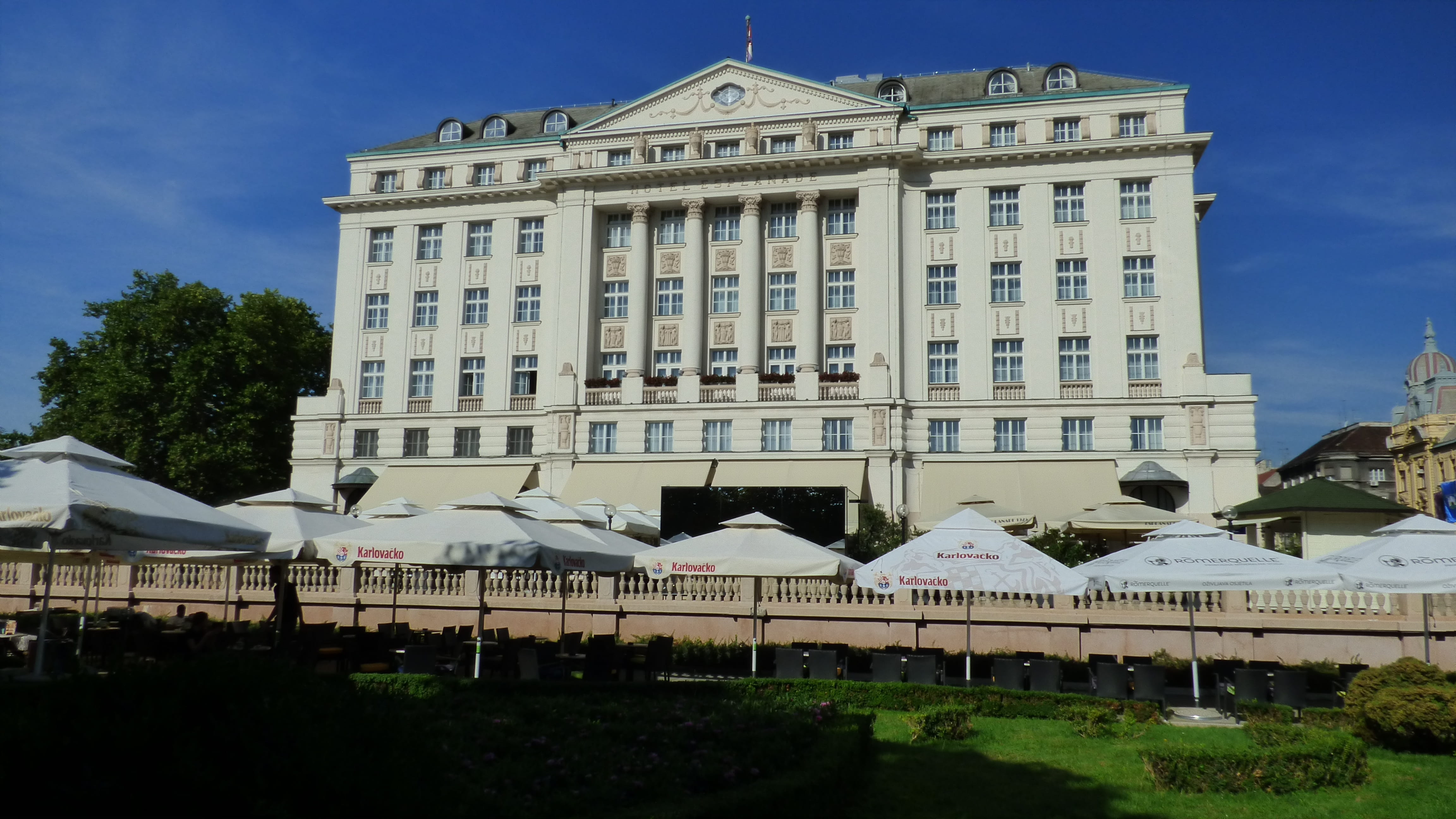 facade, esplanade hotel, blue, zagreb, travel destinations, window, croatia, no people, city, travel, 4K, architectural column, architecture, outdoors, HD Wallpaper