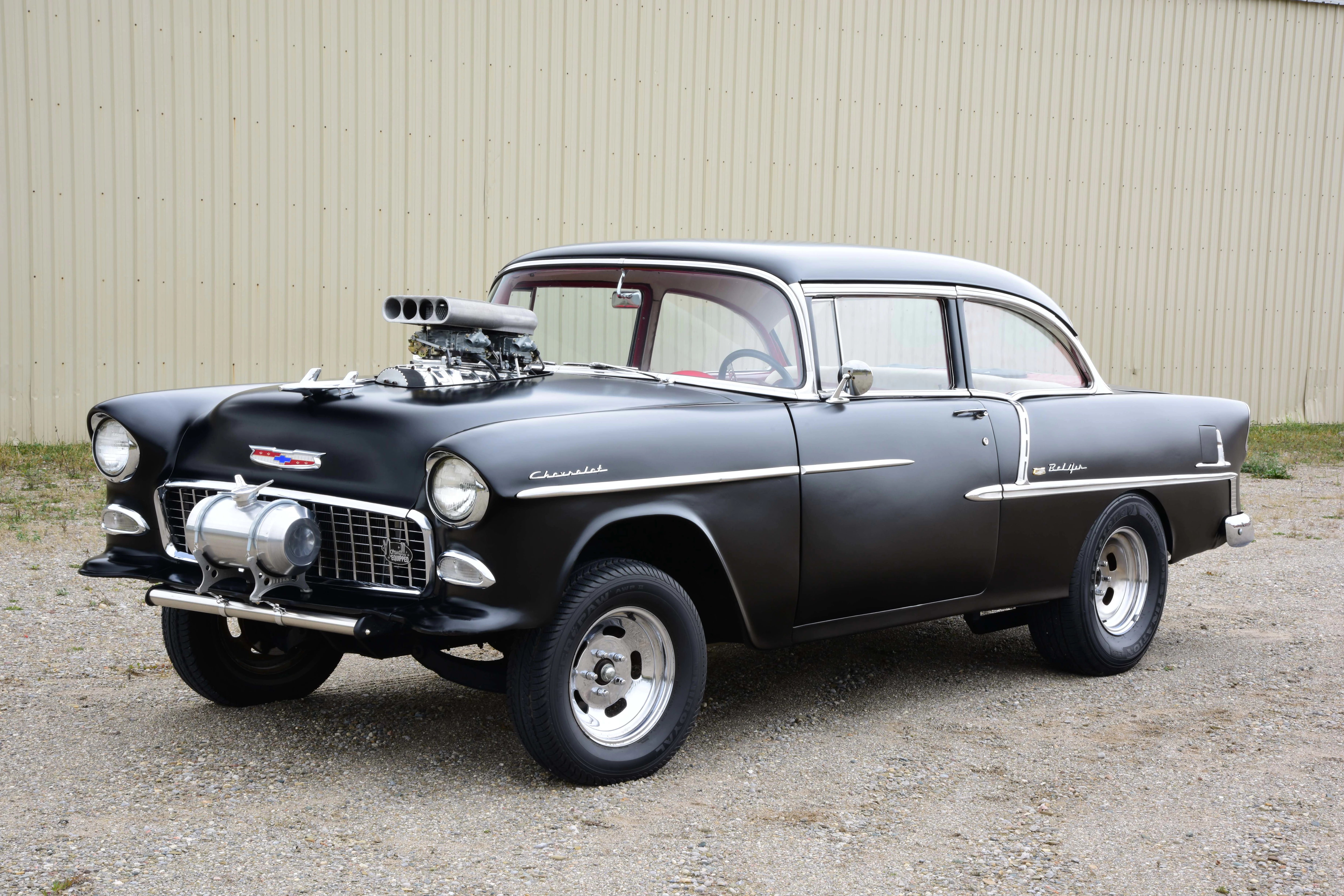custom, gasser, hotrod, drag, race, hot, car, streetrod, vehicle, auto, 4K, racing, automobile, rod, 1955, chevrolet, HD Wallpaper