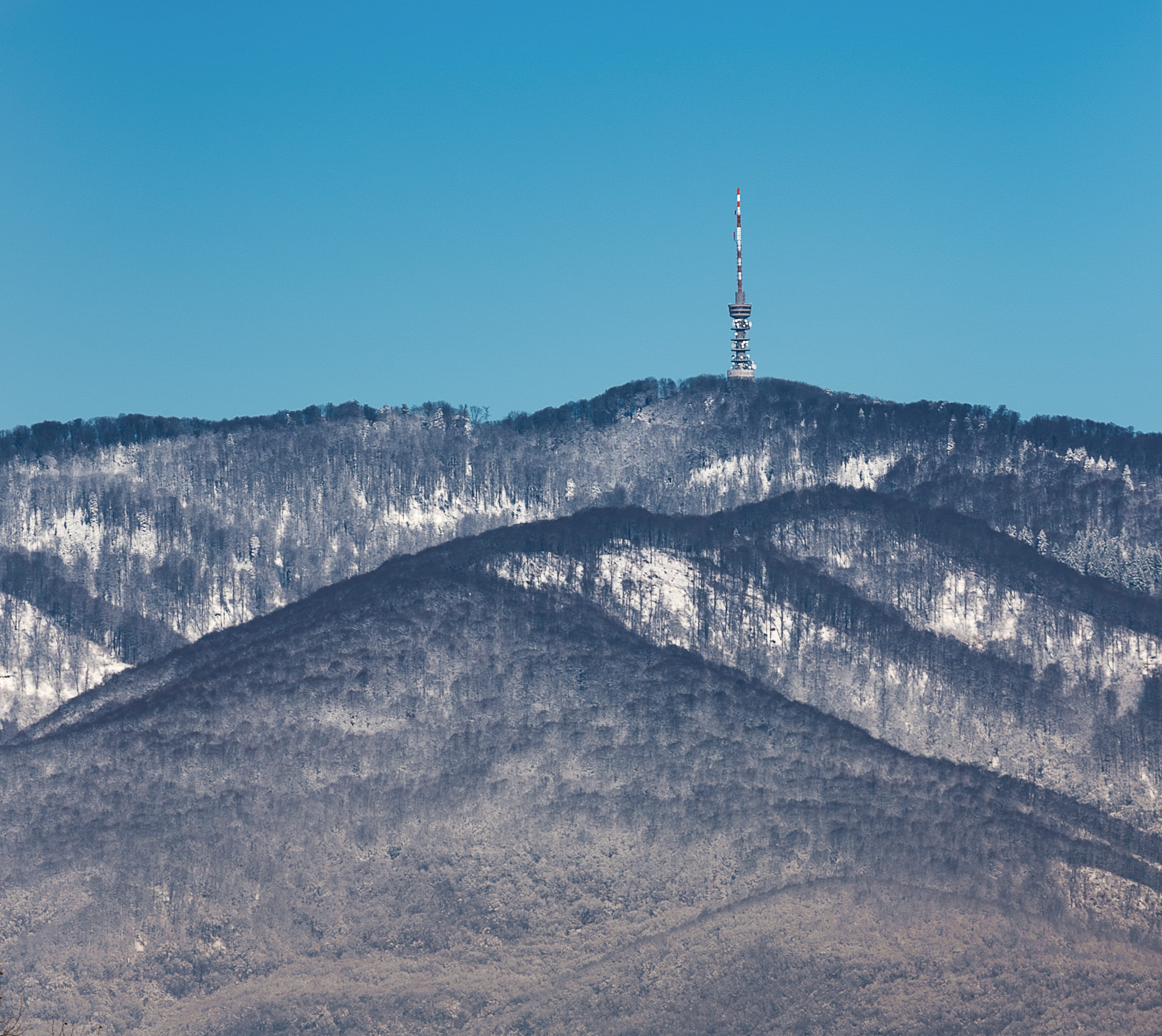 sky, lighthouse, tower, mountain, zagreb, building, croatia, no people, architecture, protection, blue, travel destinations, global communications, building exterior, HD Wallpaper
