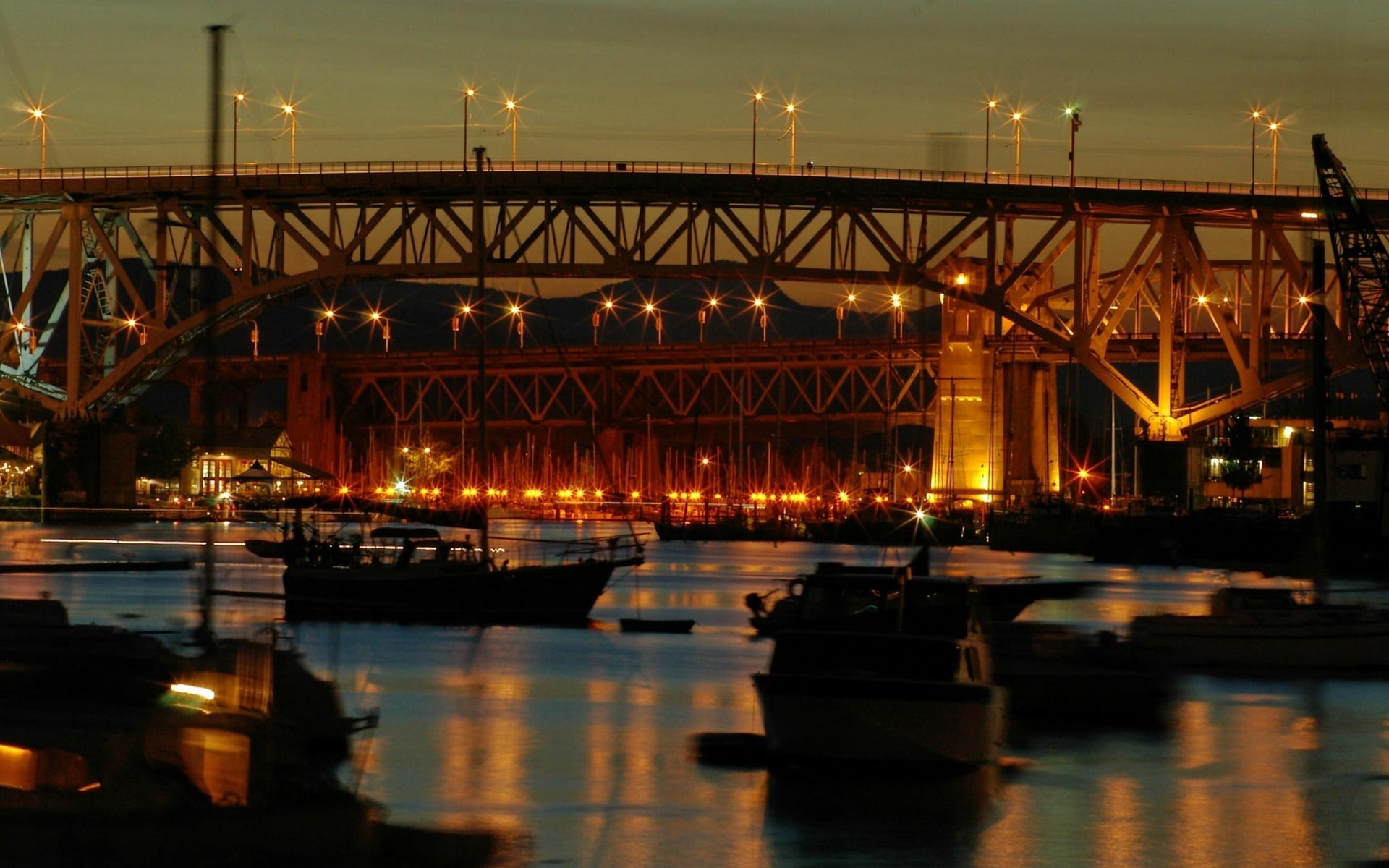 twilight, mode of transportation, white, cityscape, architecture, bridge - Man Made Structure, water, sunset, urban Skyline, illuminated, freight transportation, HD Wallpaper