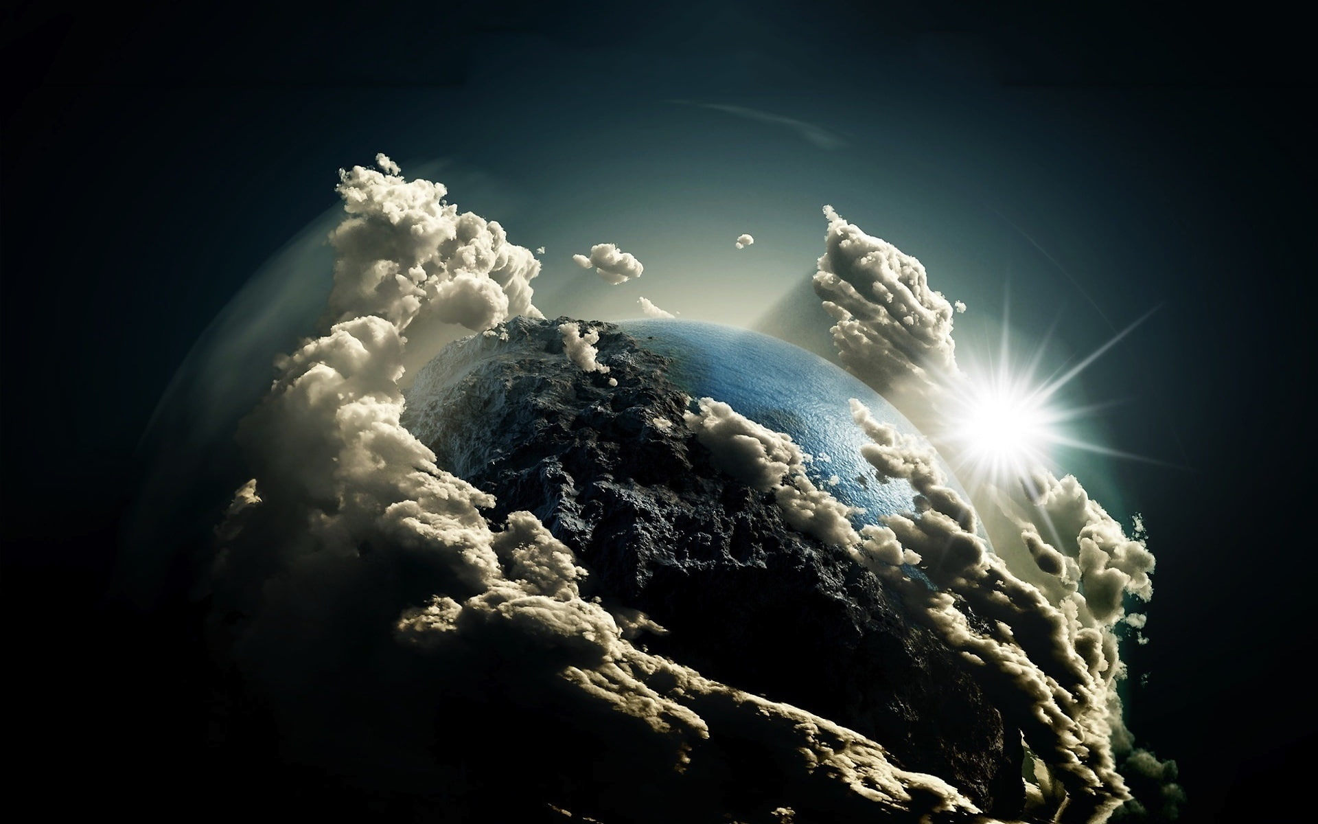 Earth, Clouds, Sun, 1080P, Universe, planet, HD Wallpaper