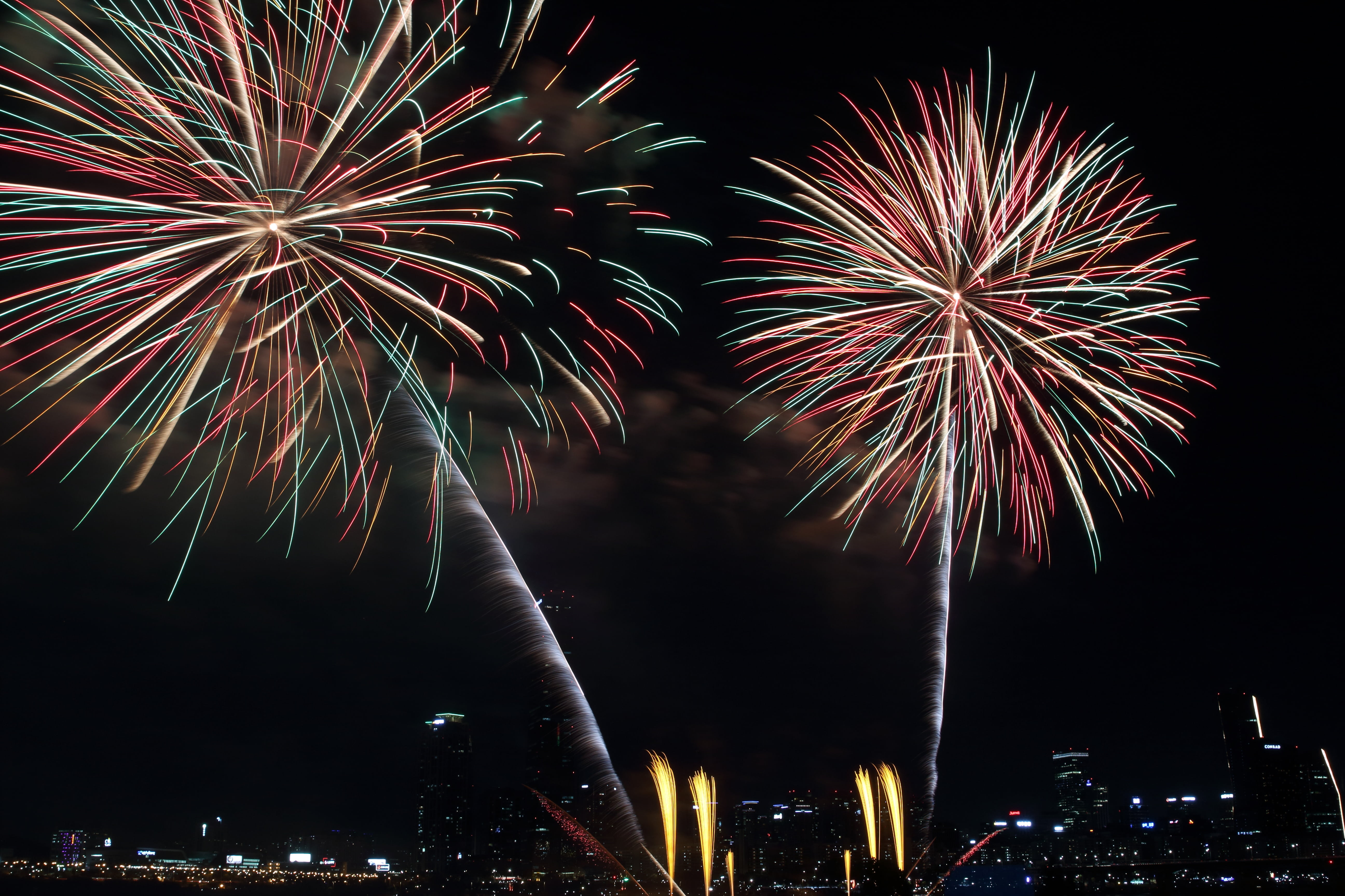 motion, light, event, night, no people, firework, building, celebration, multi colored, multicolored, firework display, the night sky, built structure, HD Wallpaper
