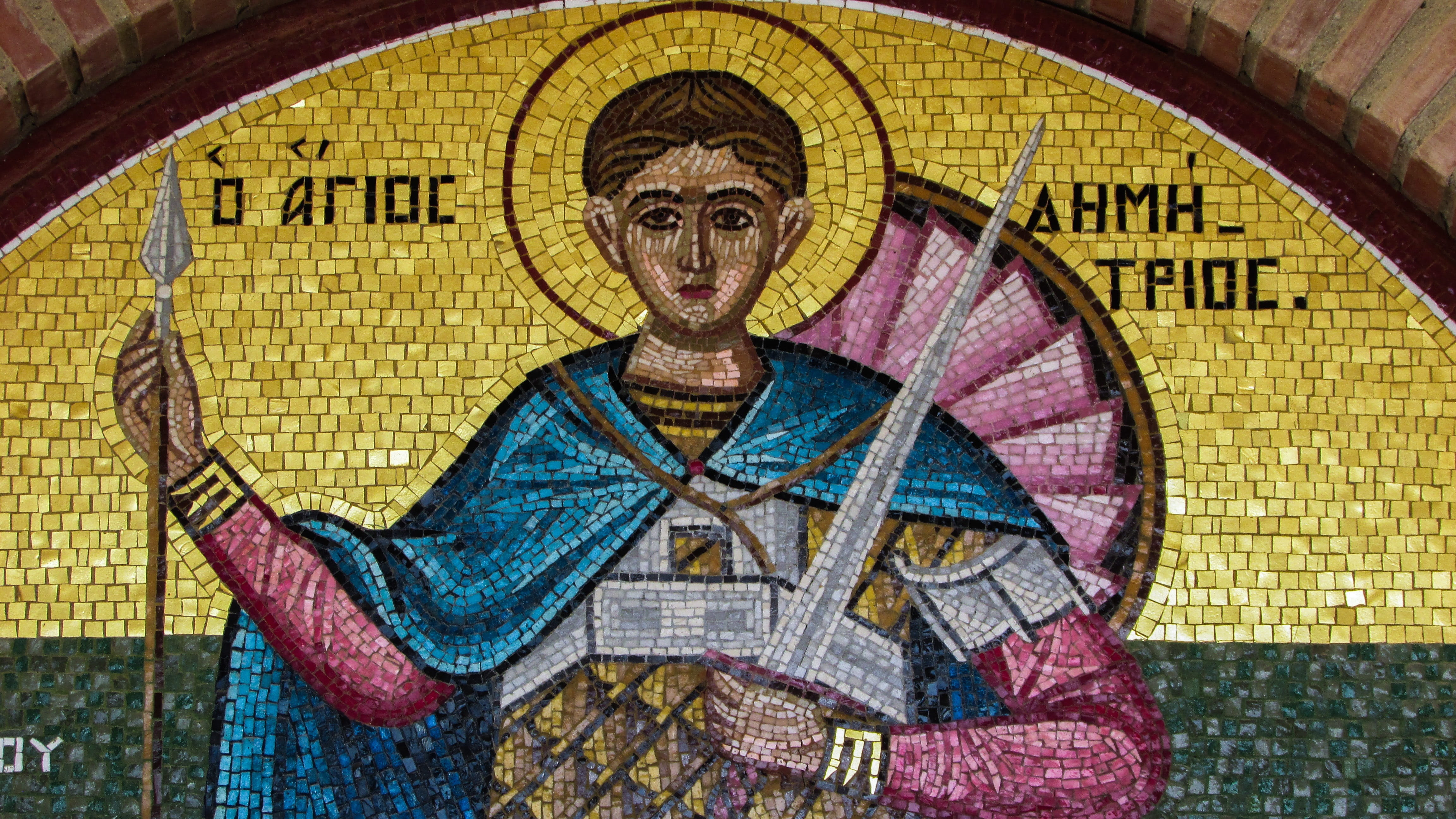 paralimni, ornate, art and craft, human representation, mural, day, arch, christianity, people, no people, Ayios Dimitrios, history, saint, multi colored, HD Wallpaper