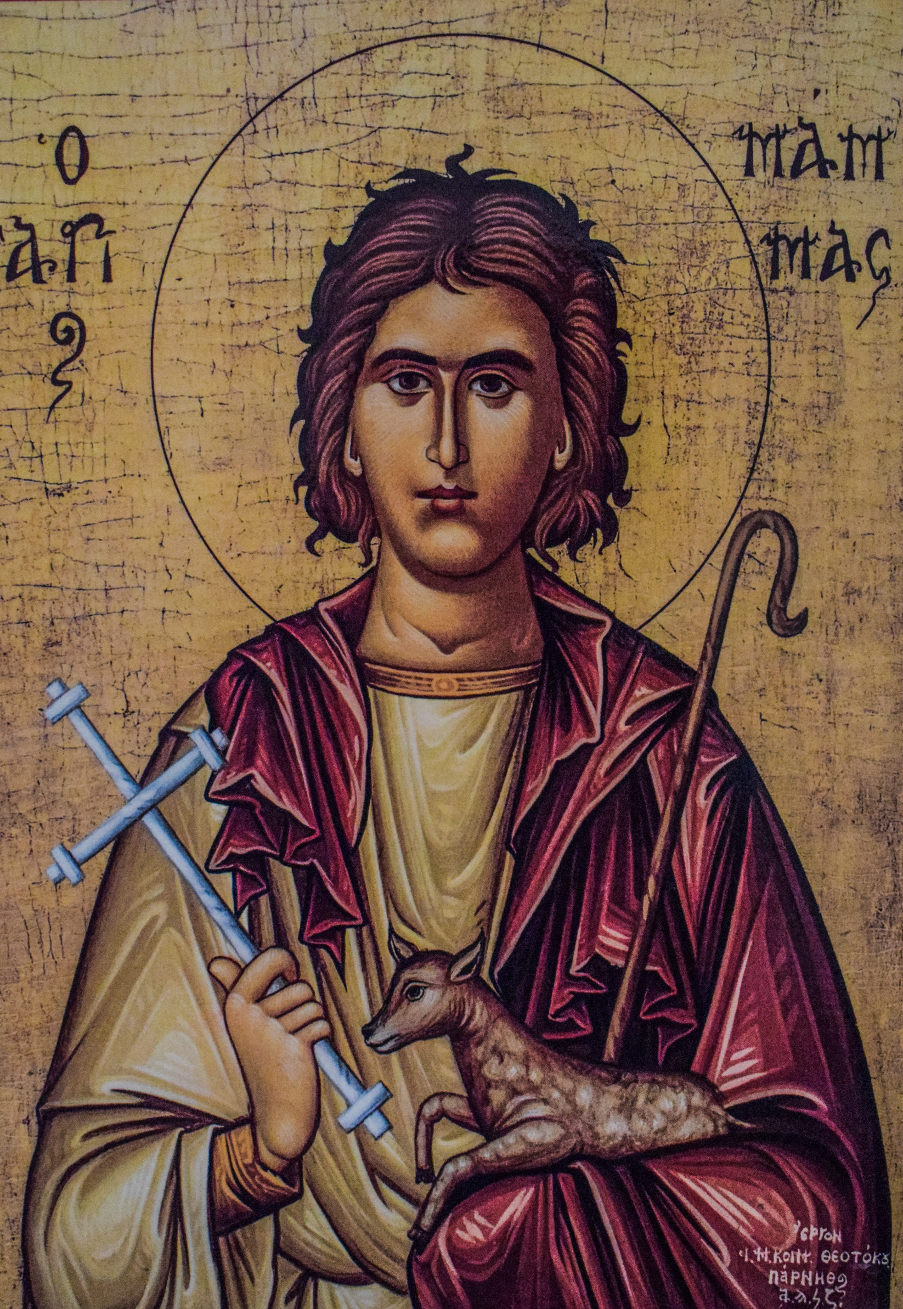 paralimni, young adult, adult, Painting, spirituality, 4K, headshot, icon, human representation, men, ayios mamas, Icon, standing, cyprus, one person, Phone HD Wallpaper