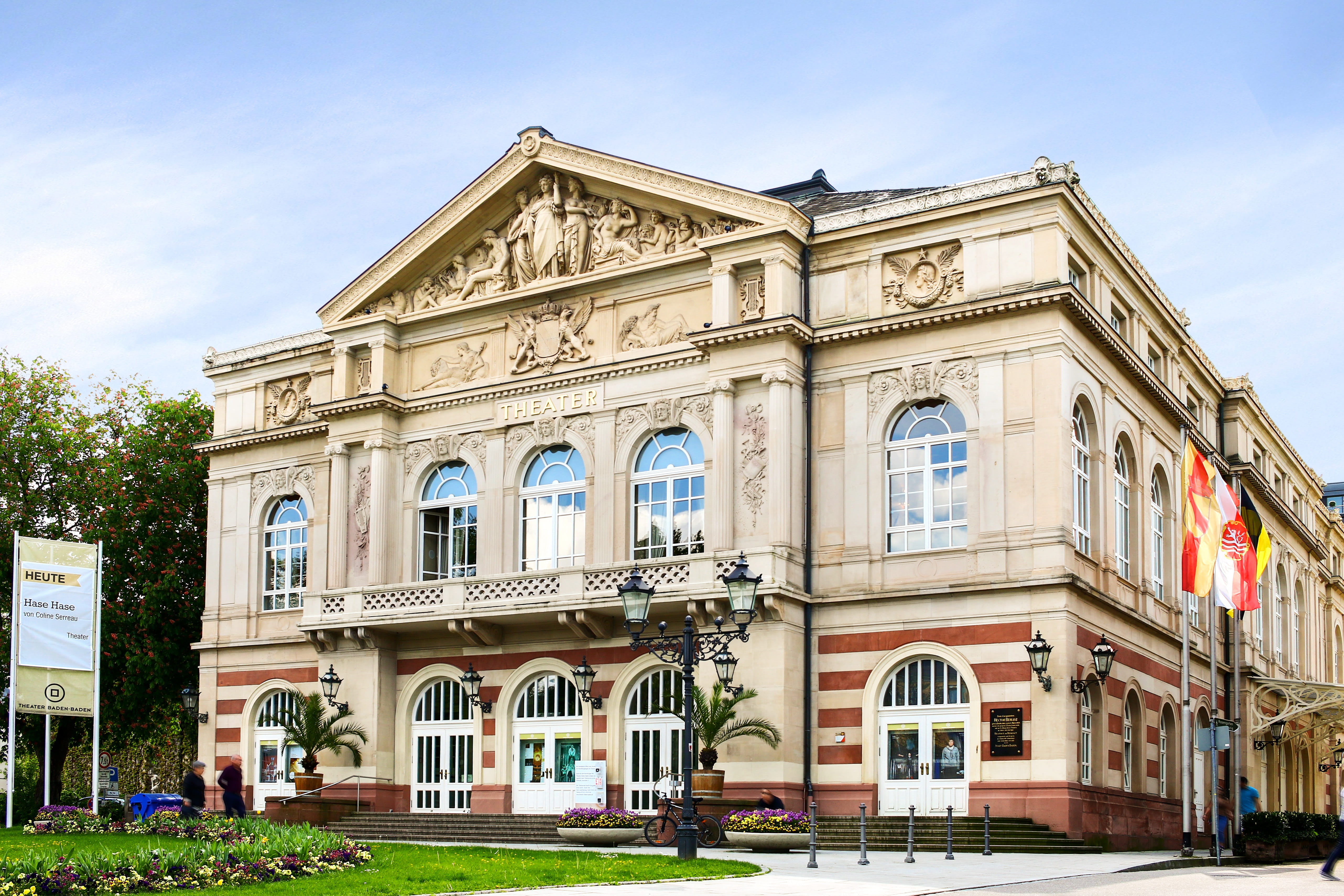 city, no people, culture, building exterior, nature, residenzstadt, window, outdoors, arch, plant, the past, cloud - sky, young theatre, rococo, baden baden, HD Wallpaper