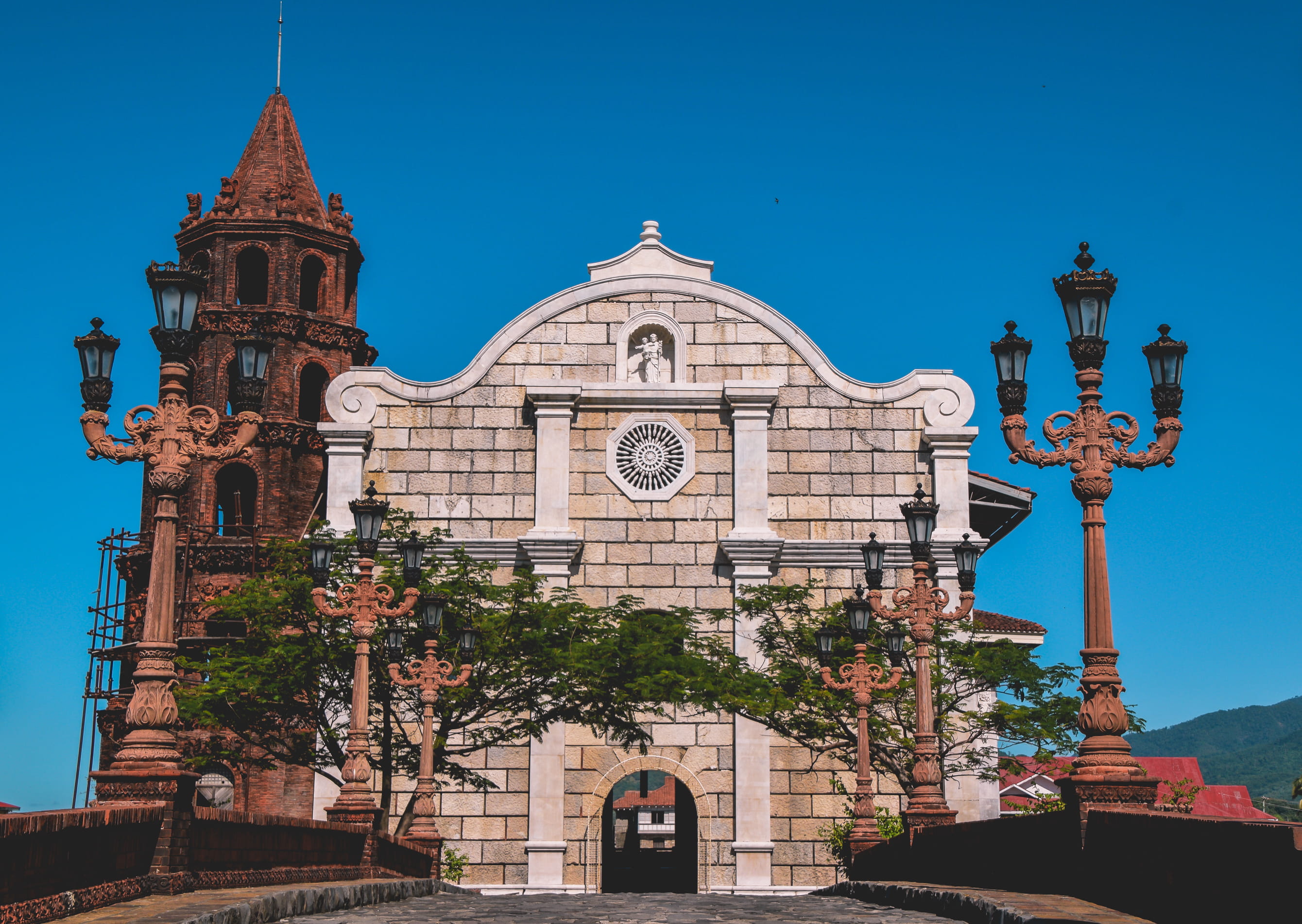 tower, built structure, spire, belfry, sky, chapel, day, castle, outdoors, nature, bataan, ios, history, no people, building exterior, blue, architecture, HD Wallpaper