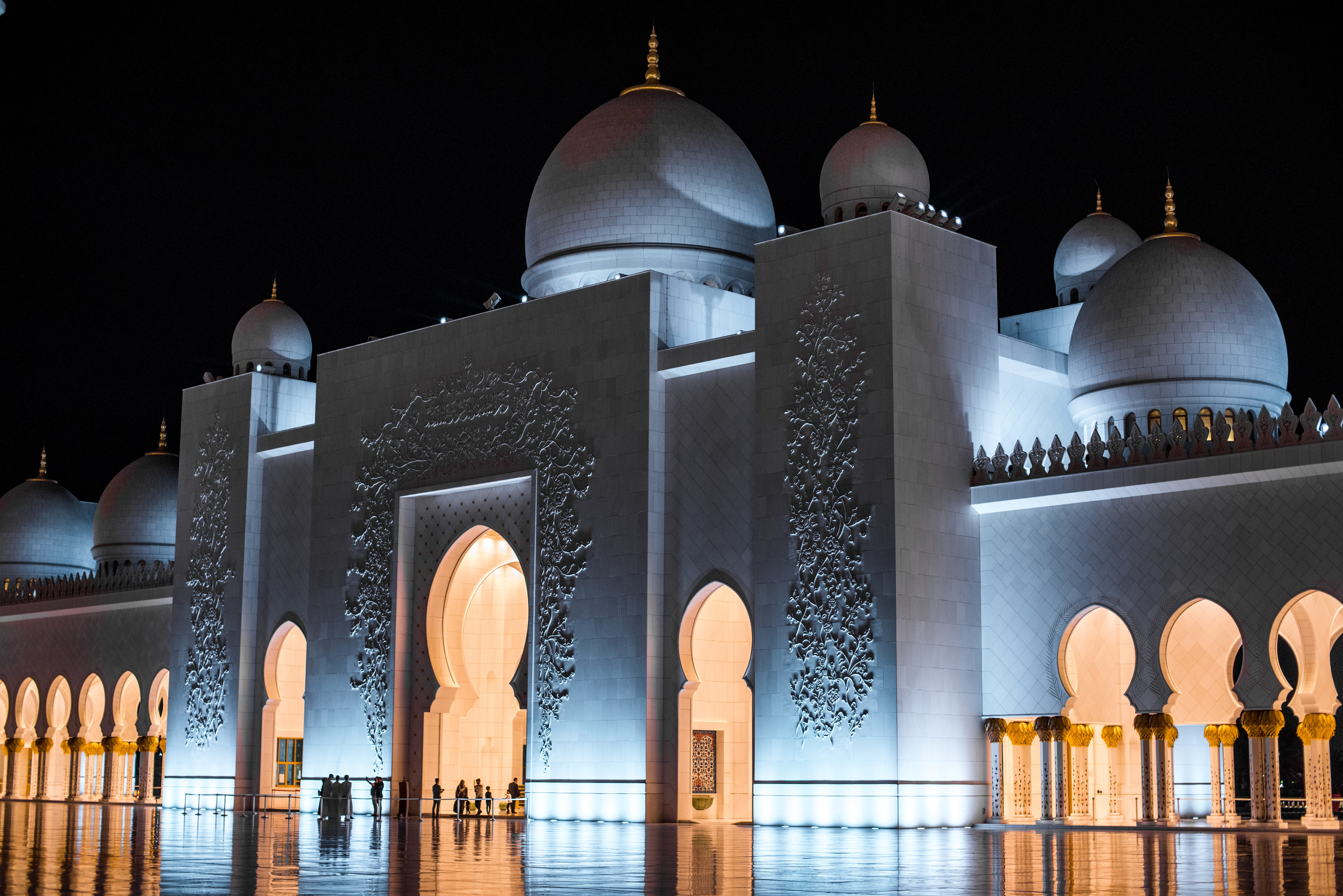 building, belief, tourism, spirituality, architectural column, uae, built structure, no people, blue, 5K, travel, dome, travel destinations, arch, place of worship, HD Wallpaper